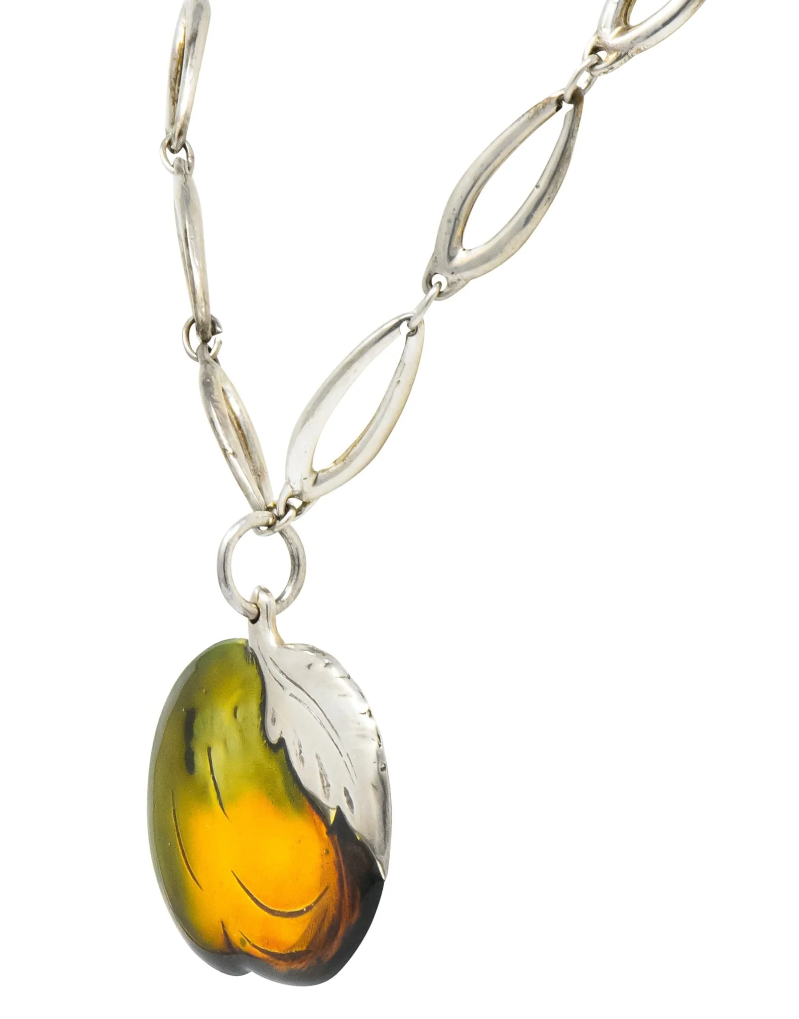 Buccellati Bold Enamel Sterling Silver Vintage Drop Pendant Necklace - Image 4