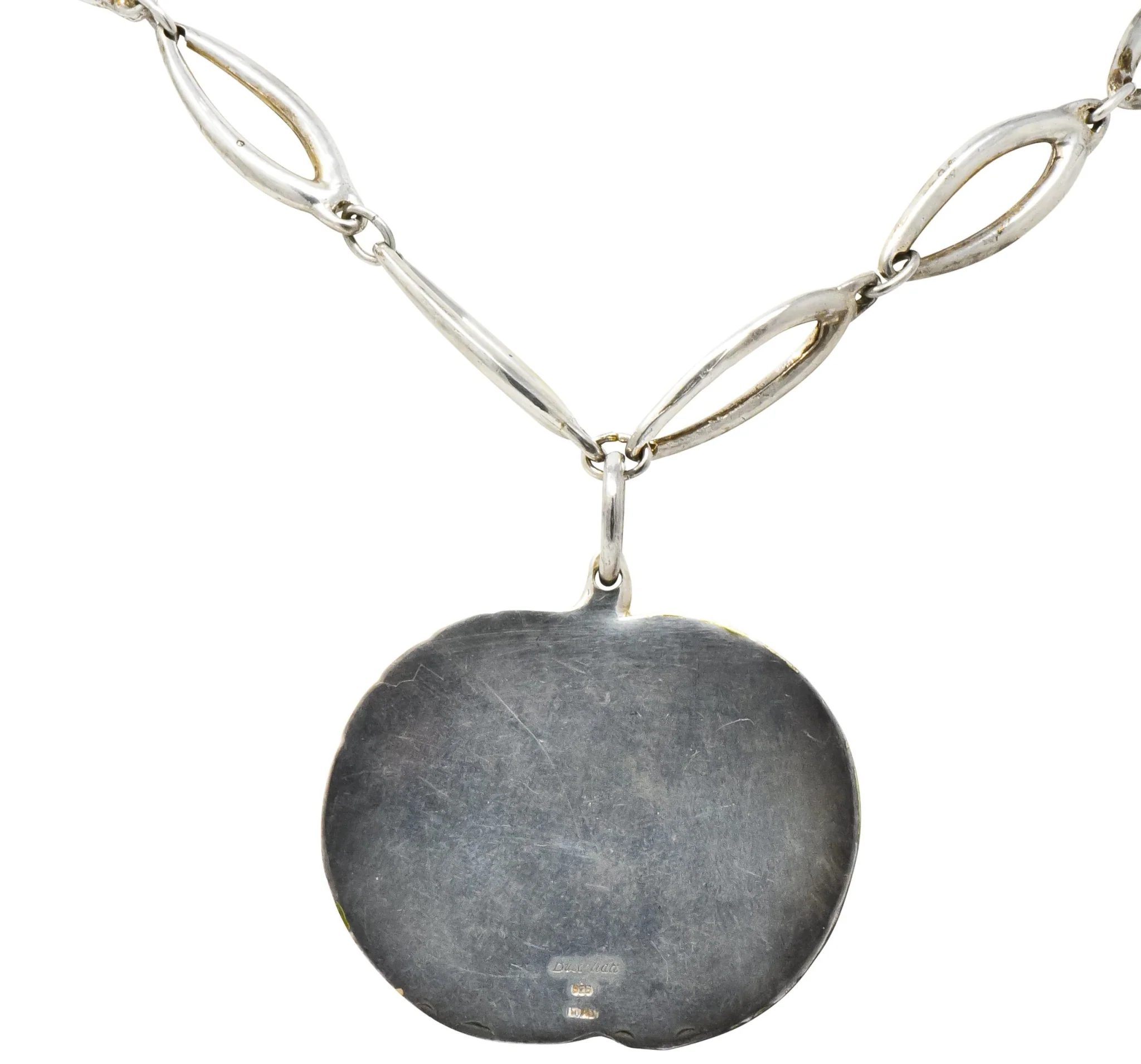 Buccellati Bold Enamel Sterling Silver Vintage Drop Pendant Necklace - Image 6
