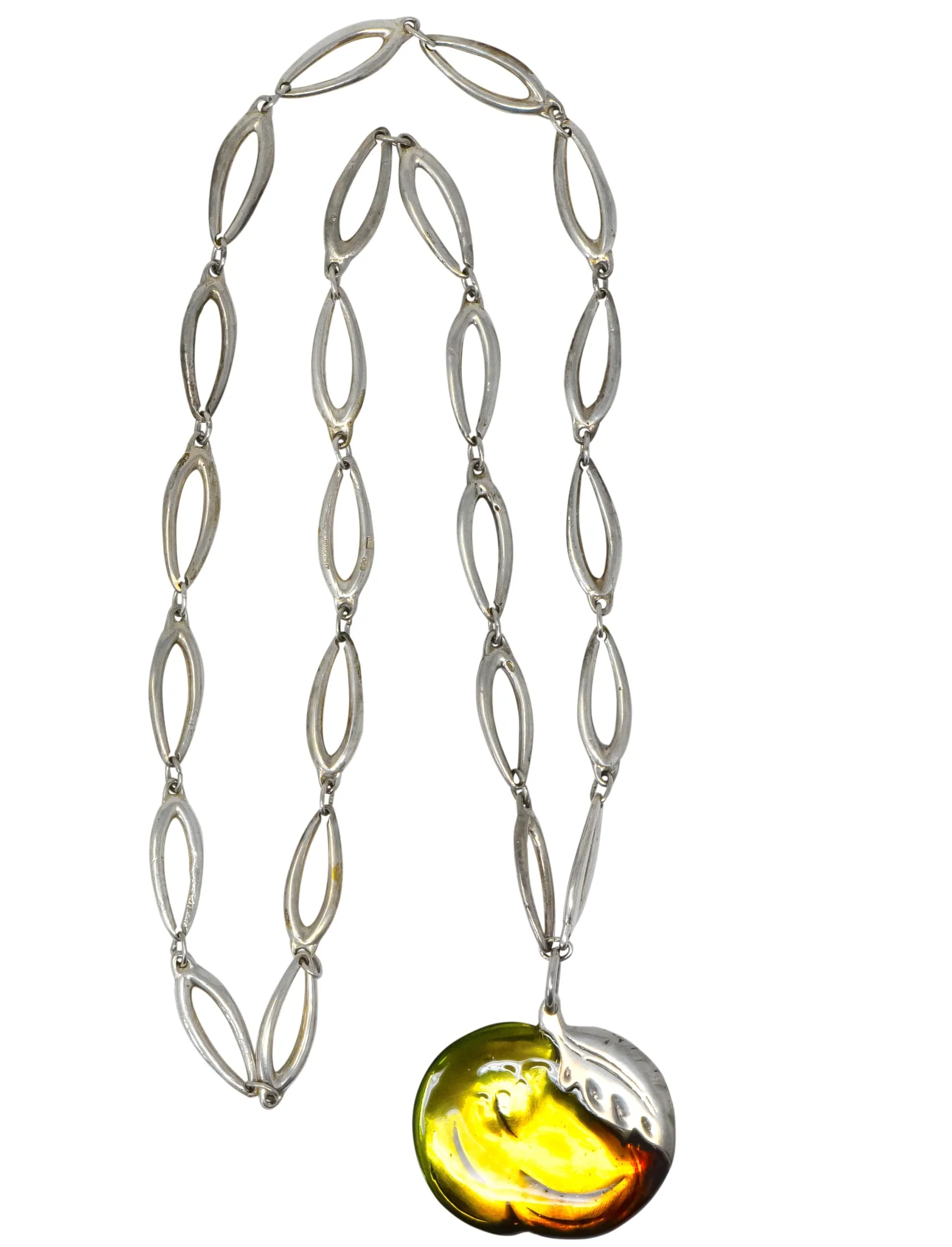Buccellati Bold Enamel Sterling Silver Vintage Drop Pendant Necklace - Image 7