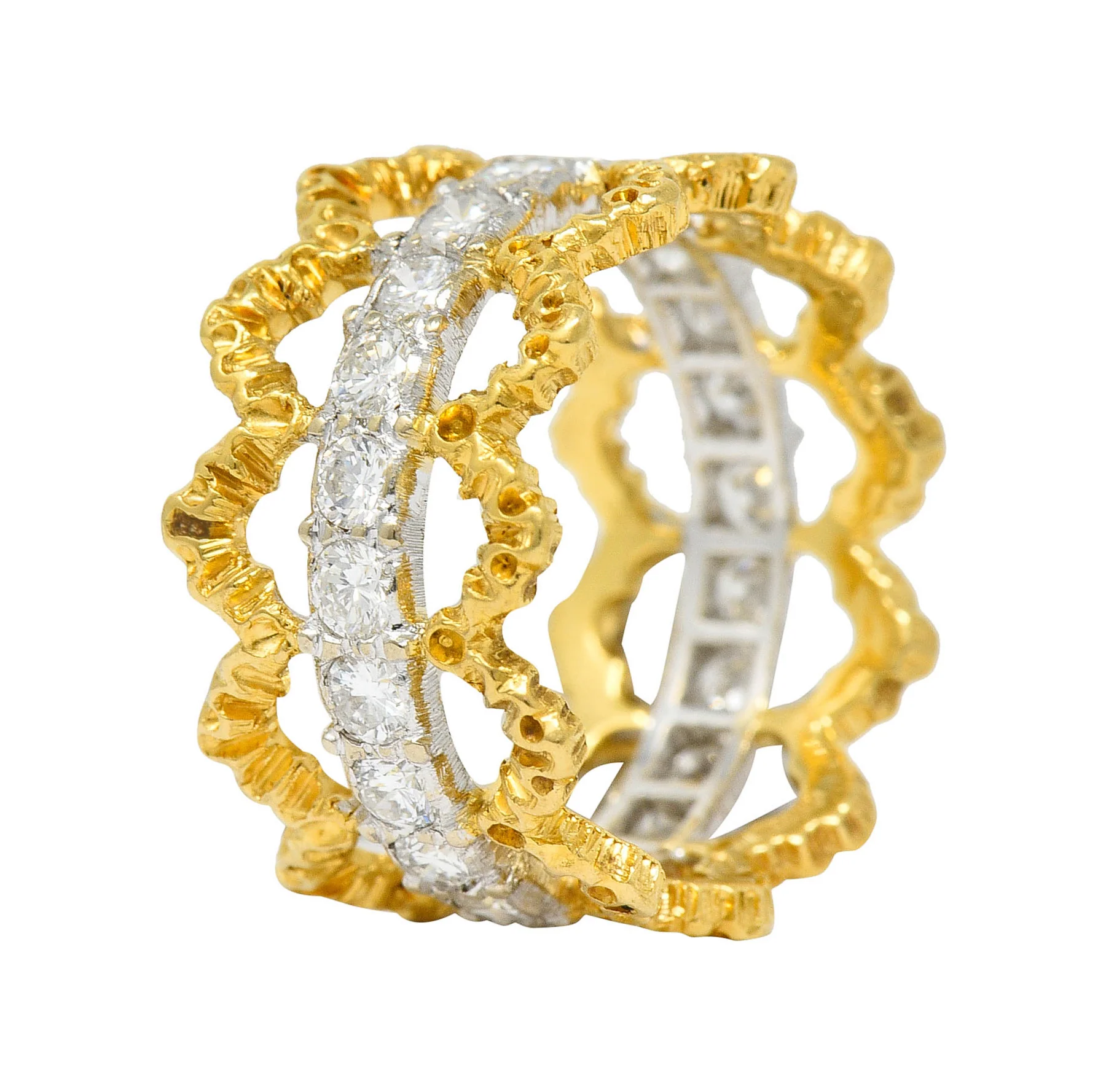 Buccellati Vintage 1.00 CTW Diamond 18 Karat Gold Italian Eternity Band Ring - Image 2