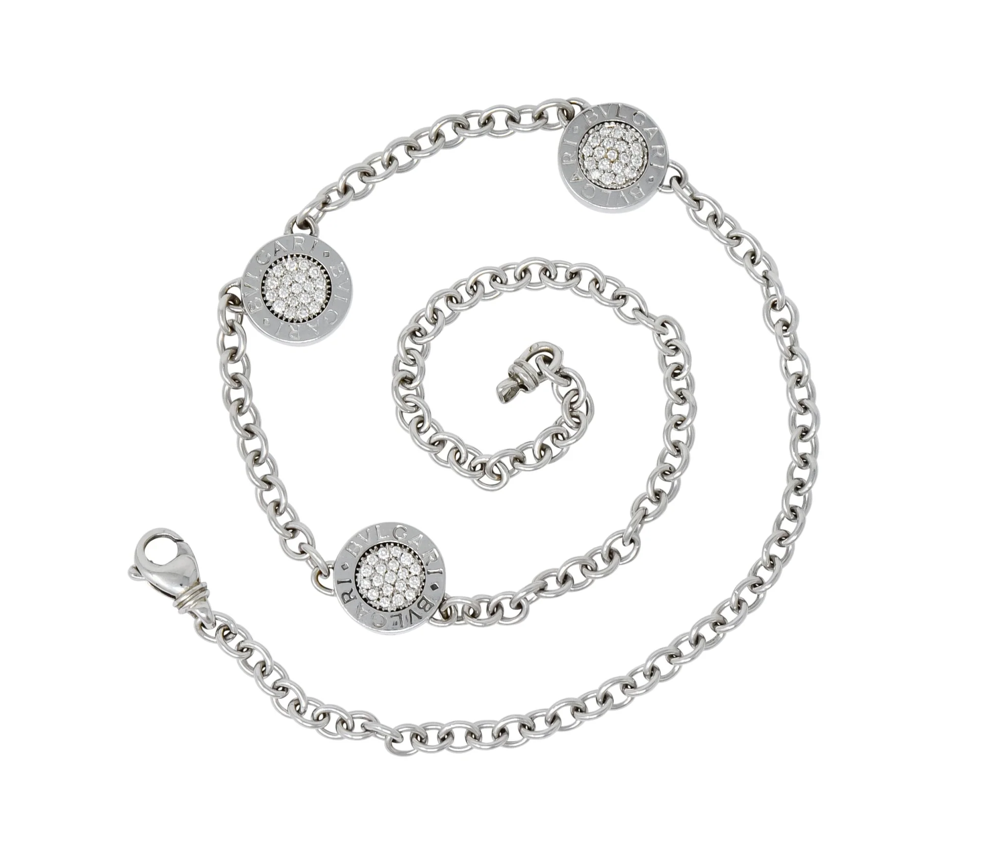 Bulgari 1.15 CTW Diamond Onyx 18 Karat White Gold Reversible Station Necklace - Image 11