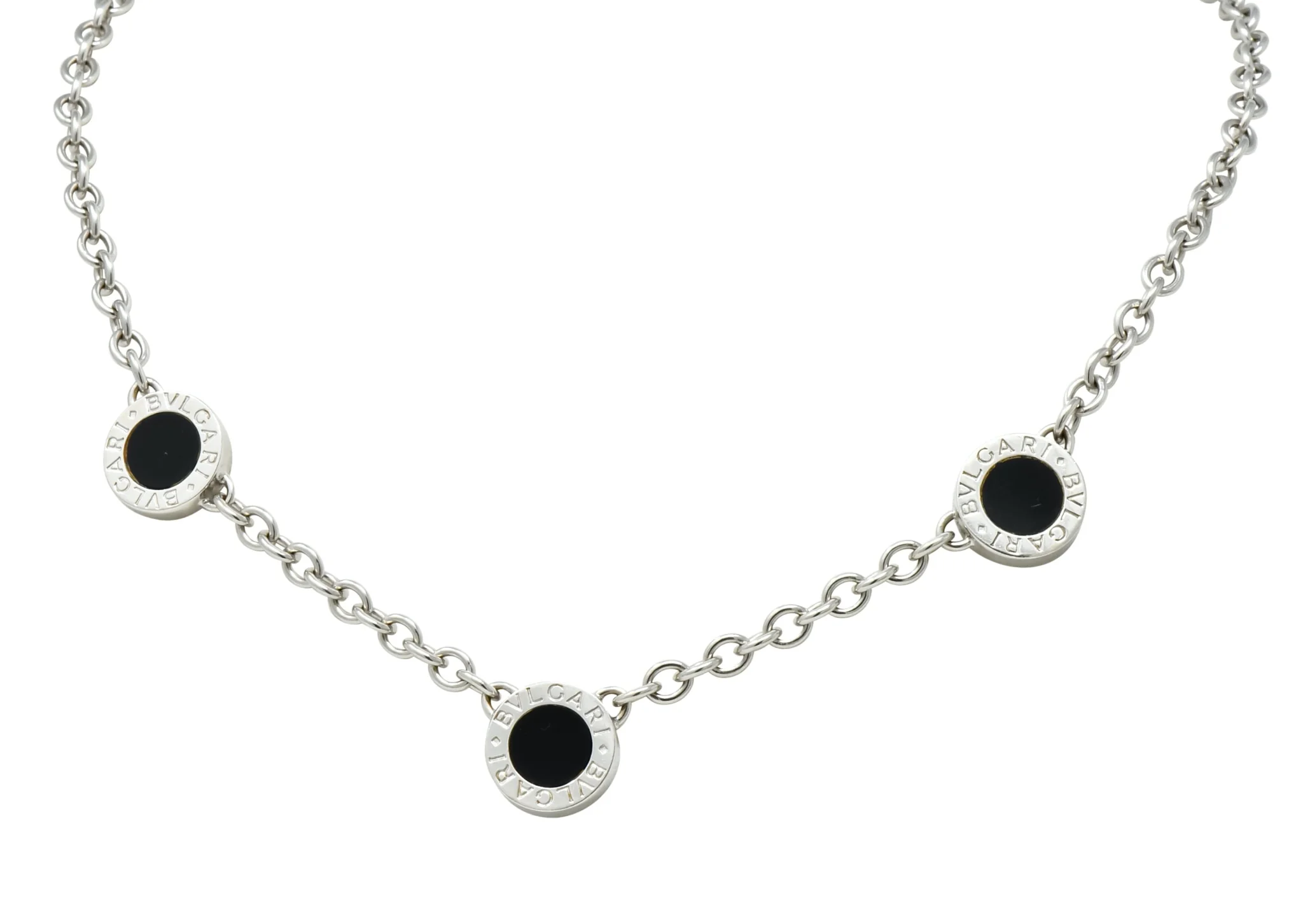 Bulgari 1.15 CTW Diamond Onyx 18 Karat White Gold Reversible Station Necklace - Image 2
