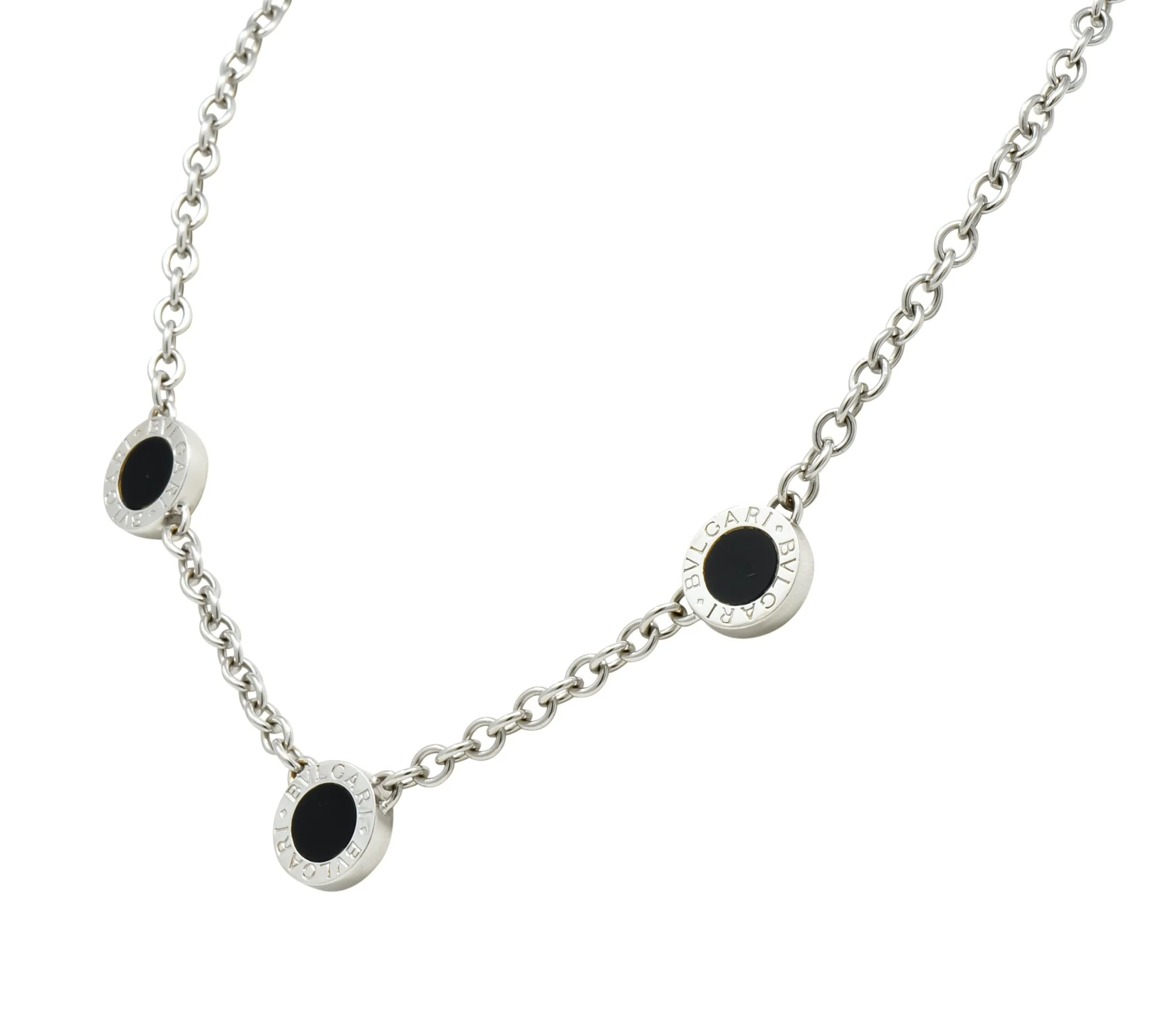 Bulgari 1.15 CTW Diamond Onyx 18 Karat White Gold Reversible Station Necklace - Image 5