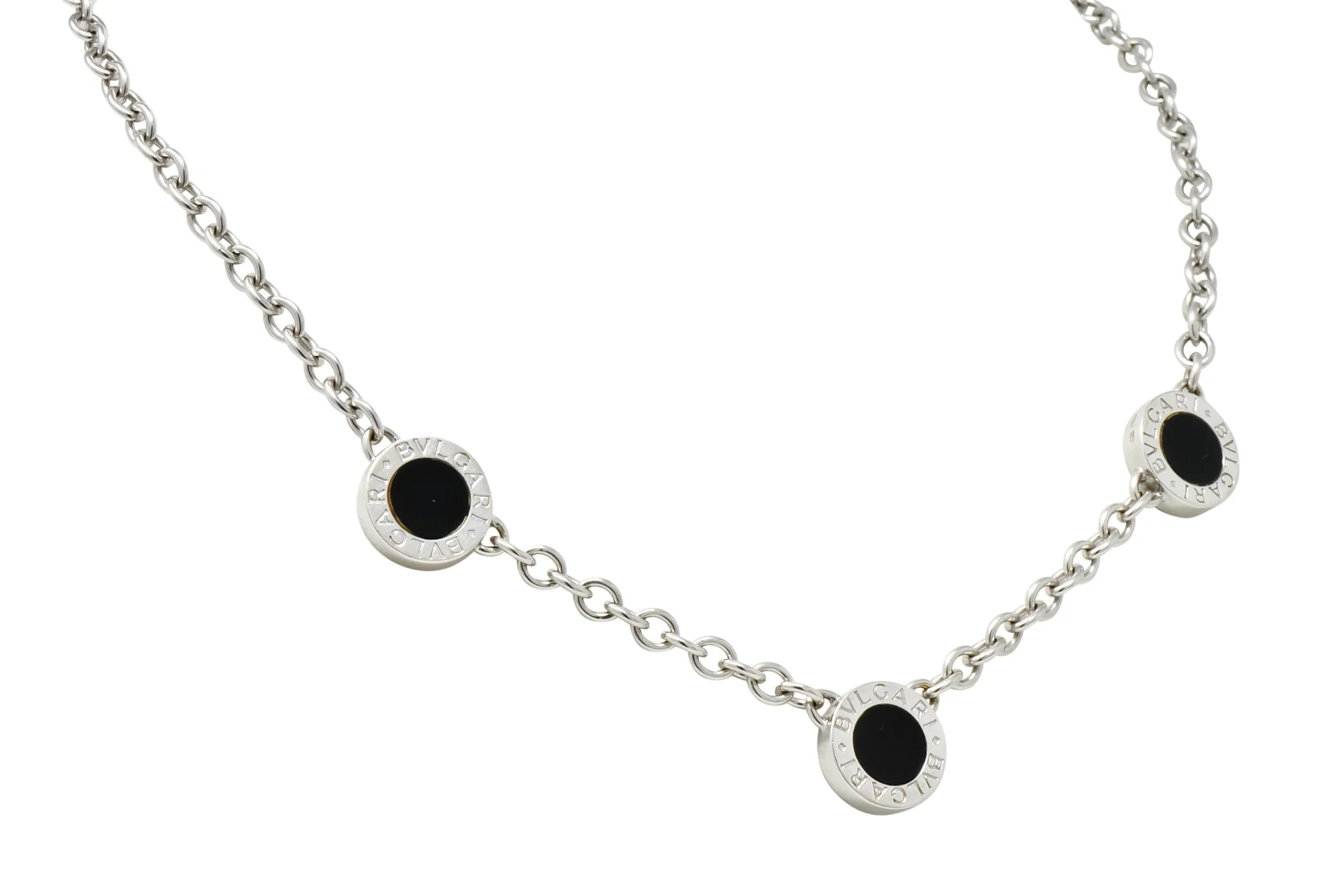 Bulgari 1.15 CTW Diamond Onyx 18 Karat White Gold Reversible Station Necklace - Image 6