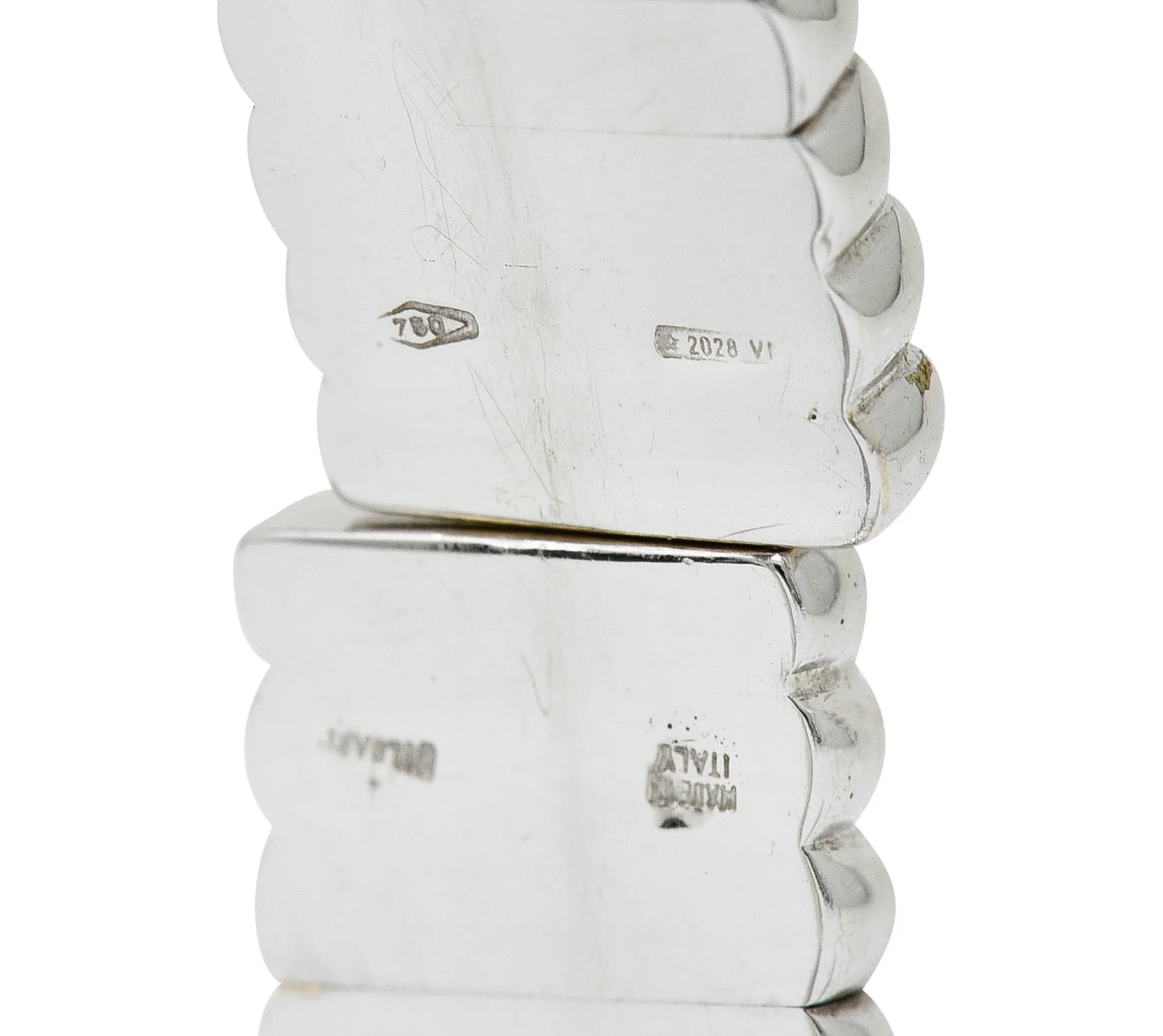 Bulgari 1.50 CTW Pave Diamond 18 Karat White Gold Parentesi Cuff Bracelet Circa 1990 - Image 9