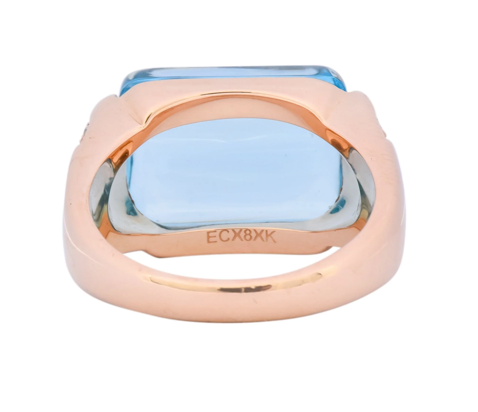 Bulgari 14.24 CTW Blue Topaz Diamond 18 Karat Gold Italian Tronchetto Ring - Image 5
