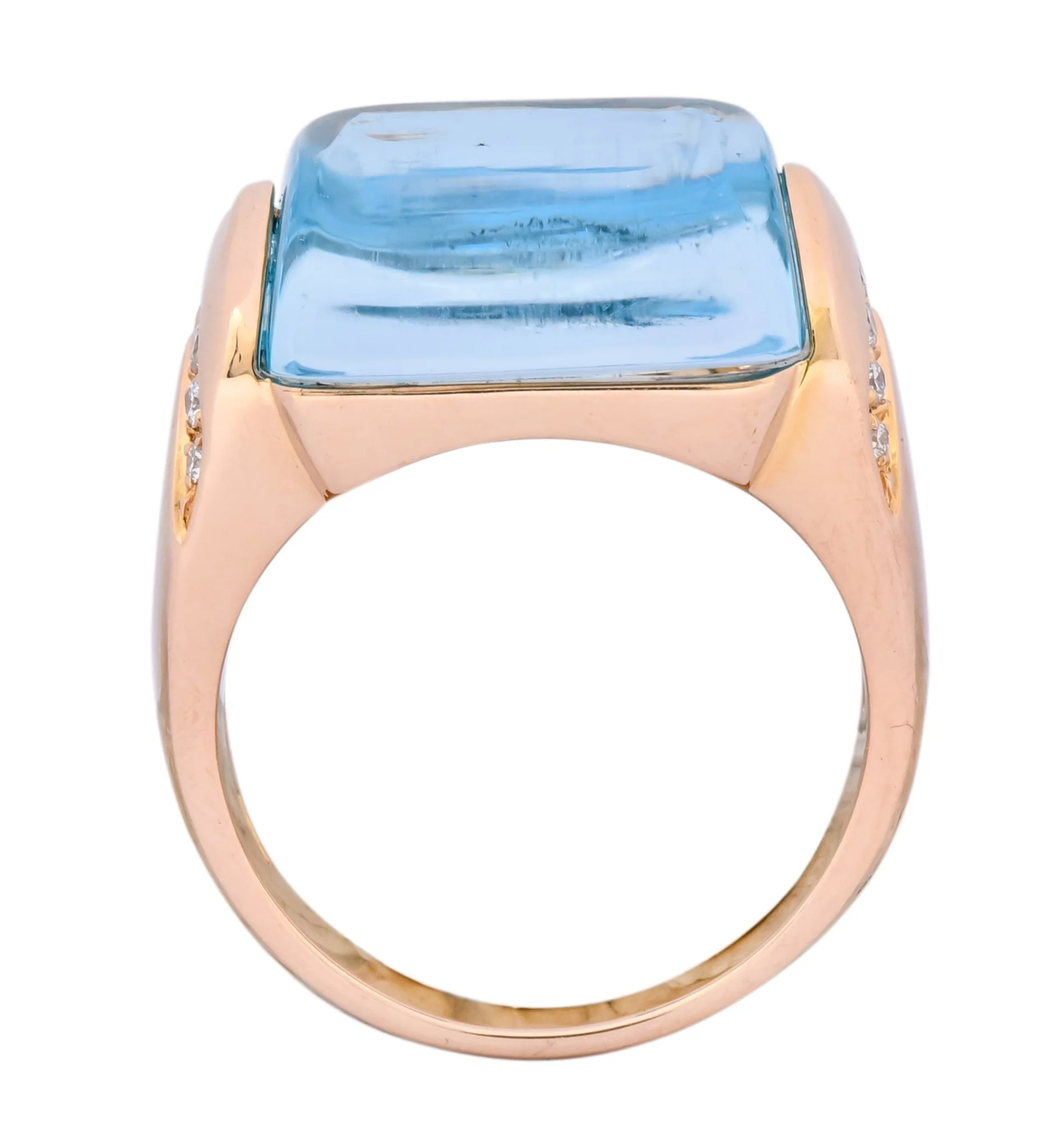 Bulgari 14.24 CTW Blue Topaz Diamond 18 Karat Gold Italian Tronchetto Ring - Image 8