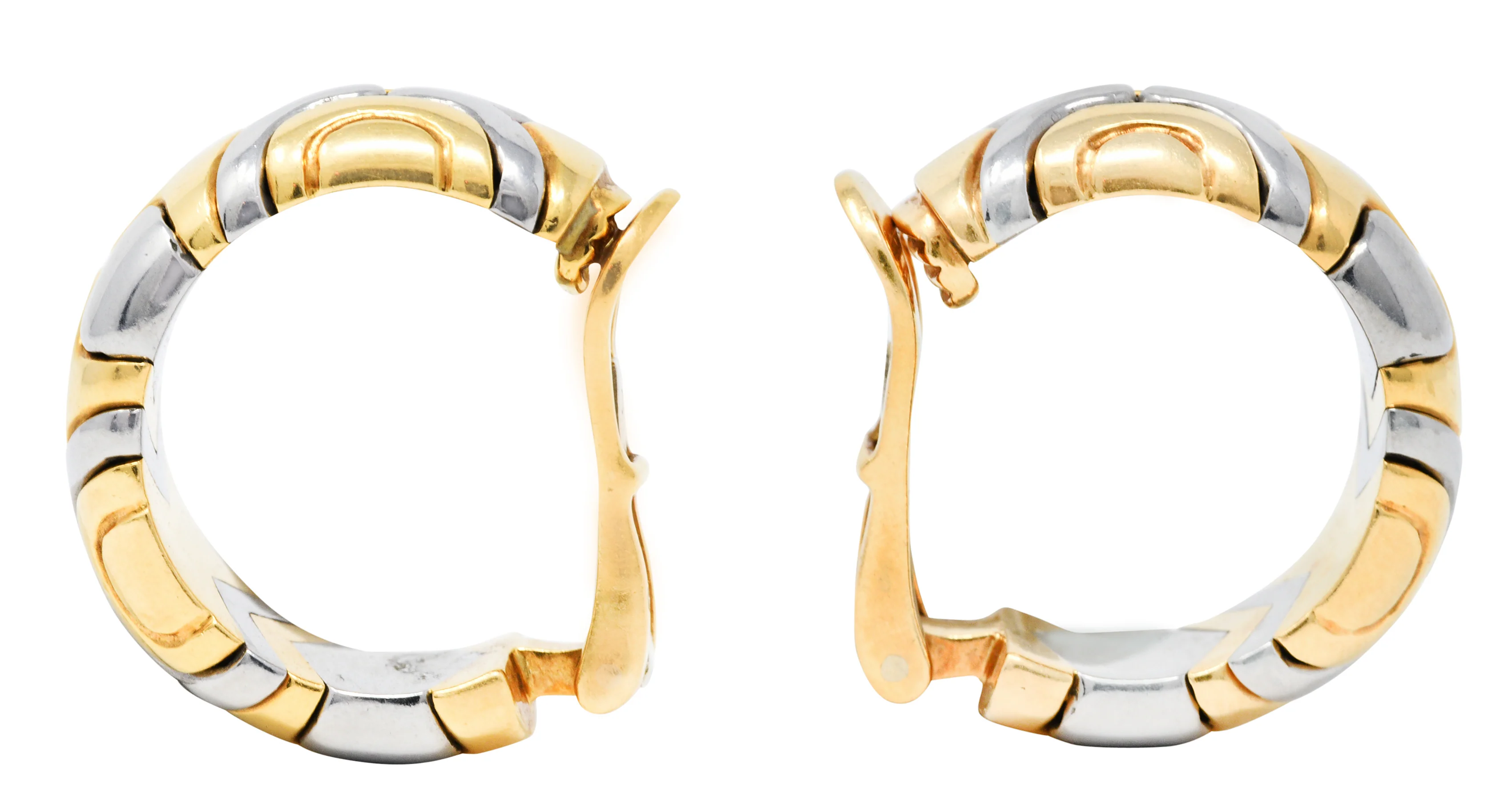 Bulgari 18 Karat Gold Stainless Steel Parentesi Ear-Clip Earrings - Image 2