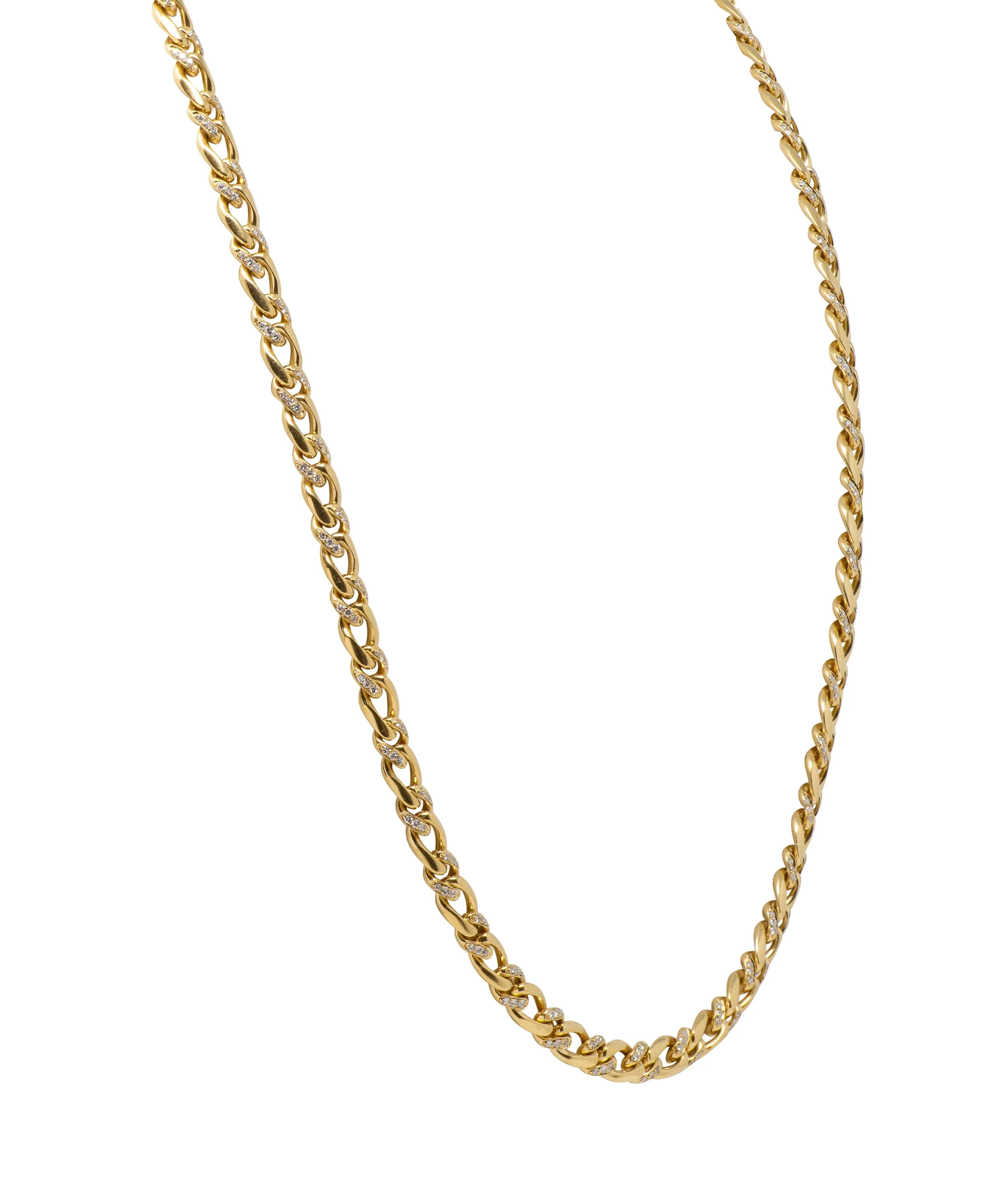 Bulgari 1970's 8.60 CTW Diamond 18 Karat Yellow Gold Vintage Curb Link Chain Necklace - Image 6