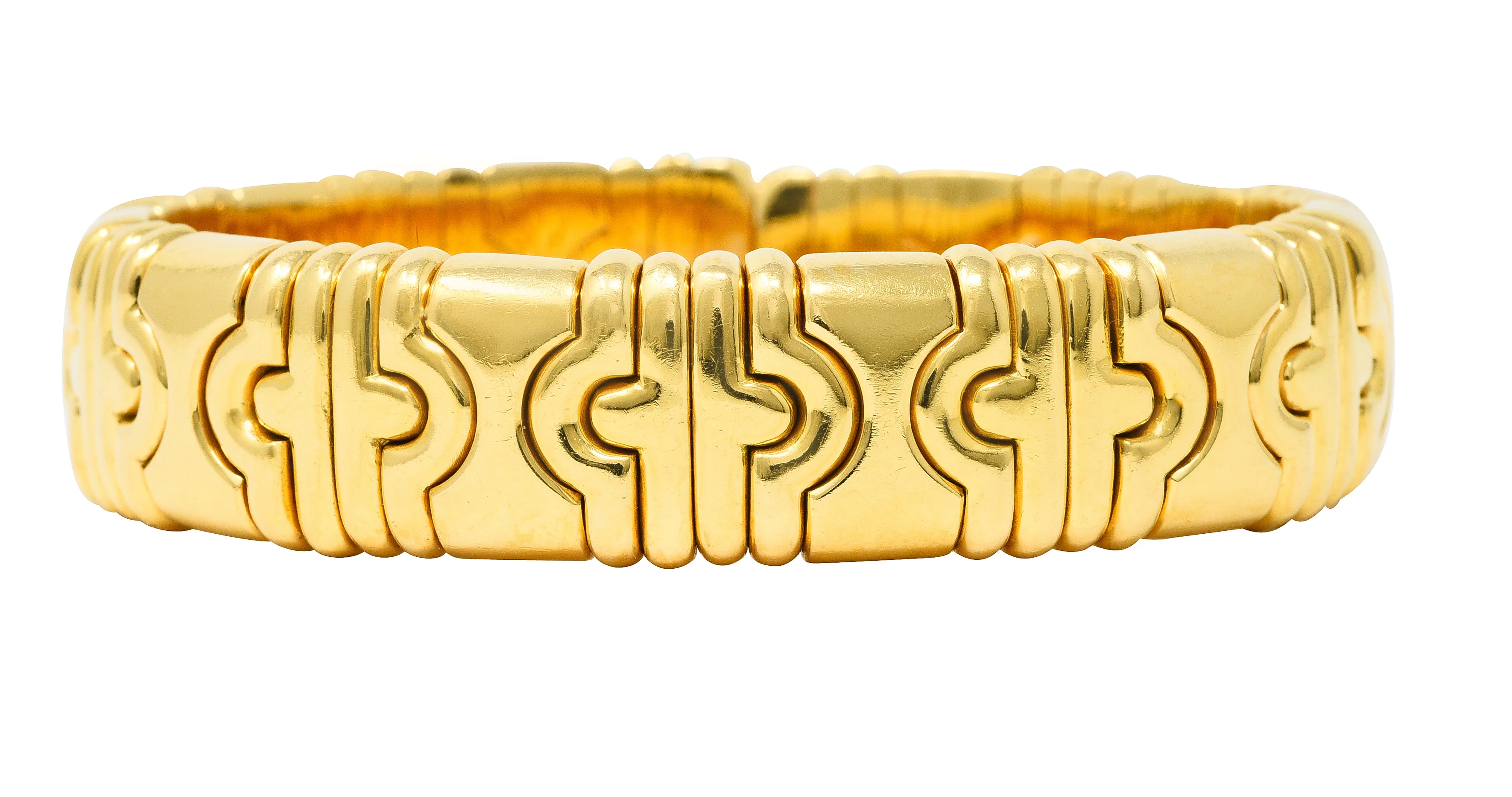 Bulgari 1980's 18 Karat Yellow Gold Parentesi Vintage Cuff Bracelet - Image 2