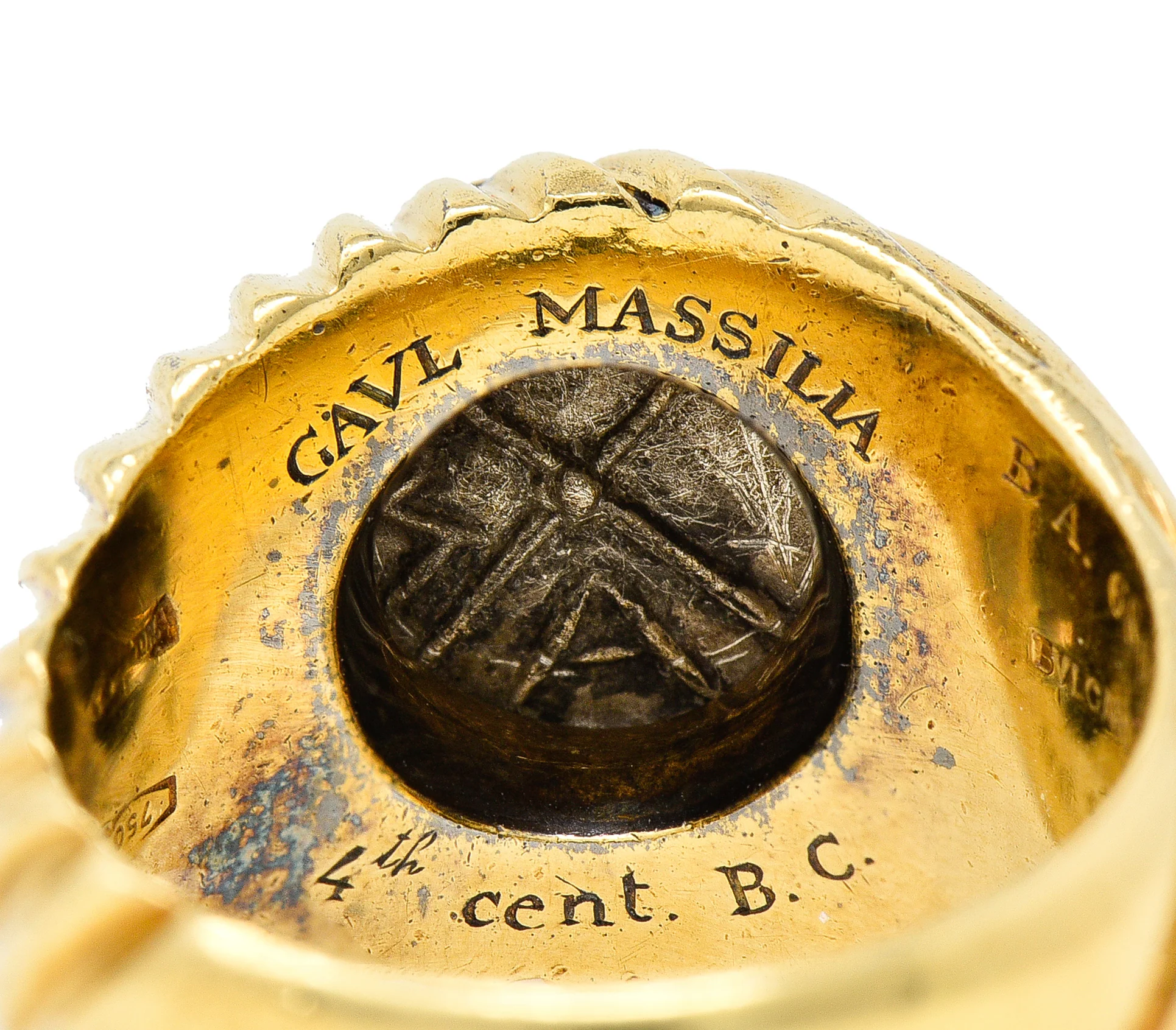 Bulgari 1980's Ancient Coin 18 Karat Yellow Gold Greek Bust Cameo Vintage Signet Ring - Image 7