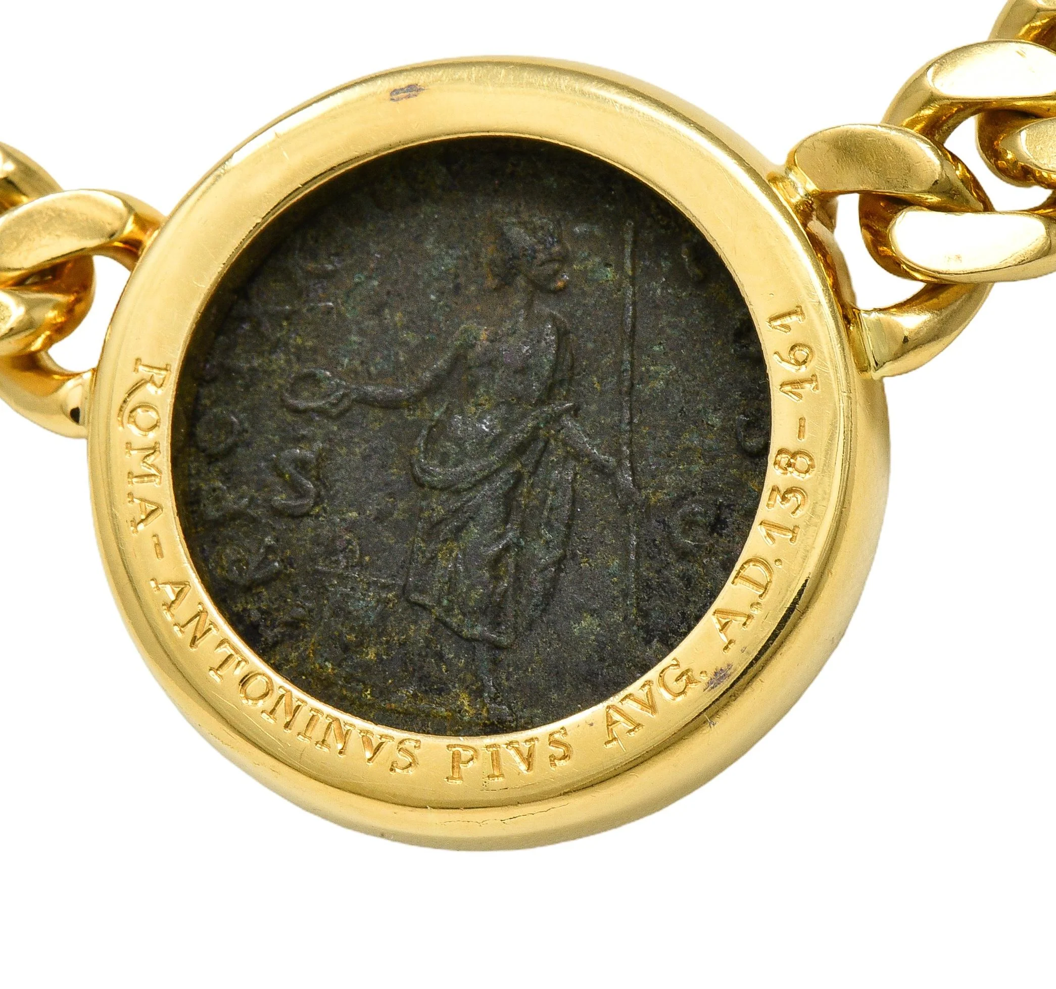 Bulgari 1980's Ancient Coin 18 Karat Yellow Gold Monete Roman Emperor Vintage Collar Necklace - Image 5