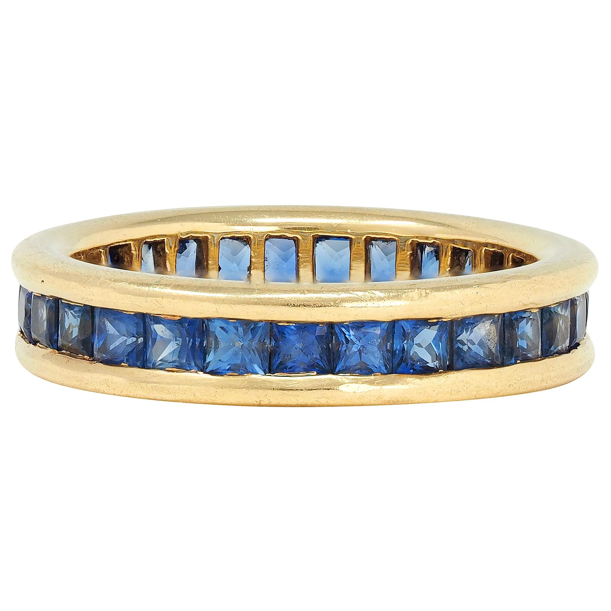 Bulgari 1980's Blue Sapphire 18 Karat Yellow Gold Vintage Eternity Channel Band Ring - Image 5