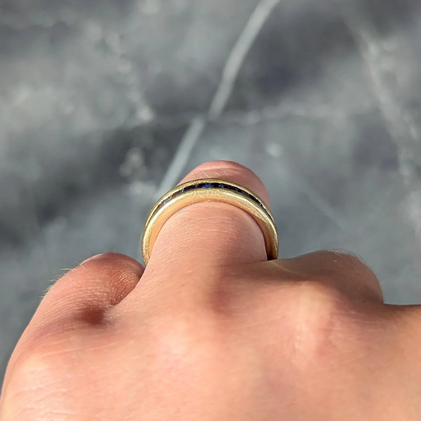 Bulgari 1980's Blue Sapphire 18 Karat Yellow Gold Vintage Eternity Channel Band Ring - Image 7