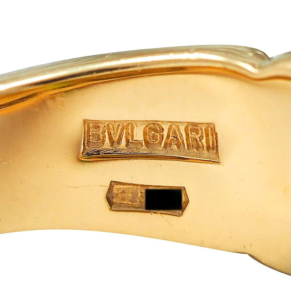Bulgari 1990 1.16 CTW Diamond Peridot 18 Karat Yellow Gold Vintage Passo Doppio Ring - Image 7