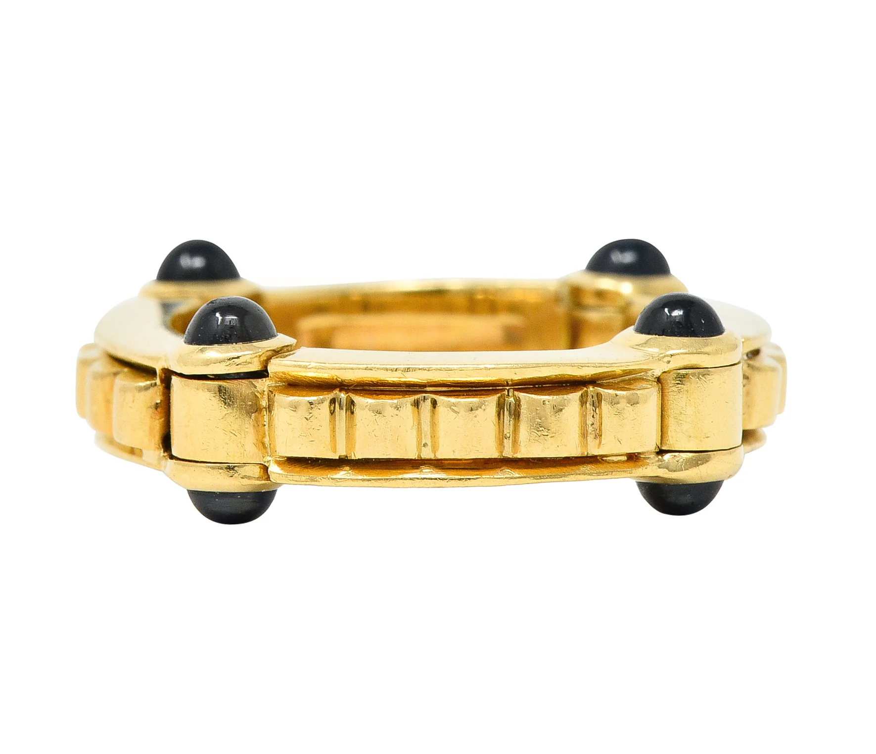Bulgari 1990s 1.12 CTW Sapphire Cabochon 18 Karat Gold Hinged Vintage Band Ring - Image 5