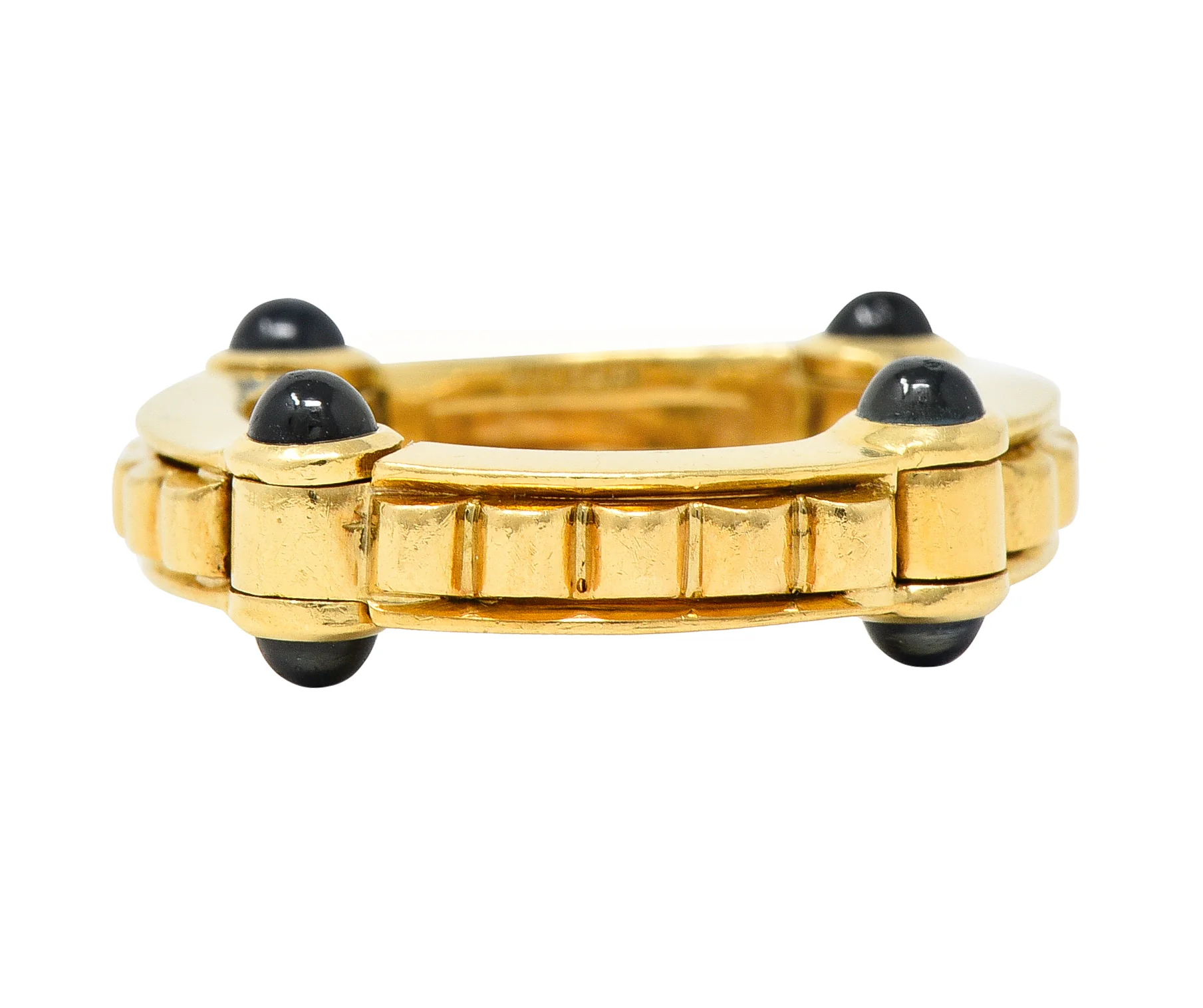 Bulgari 1990s 1.12 CTW Sapphire Cabochon 18 Karat Gold Hinged Vintage Band Ring - Image 6