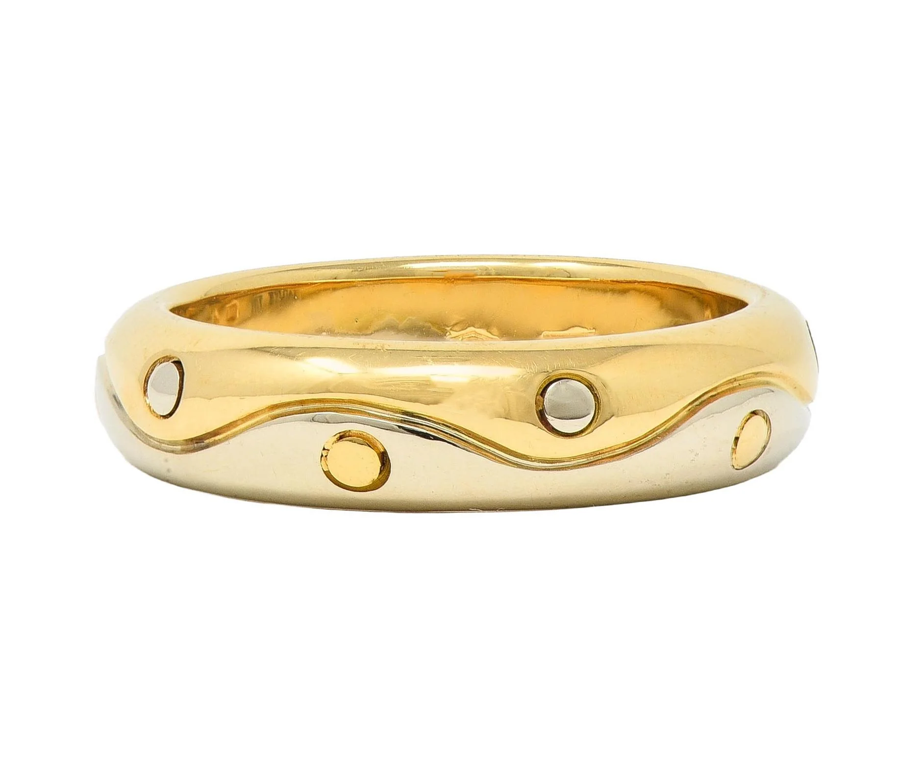 Bulgari 1990's 18 Karat Two-Tone Yellow White Gold Onda Vintage Band Ring - Image 5