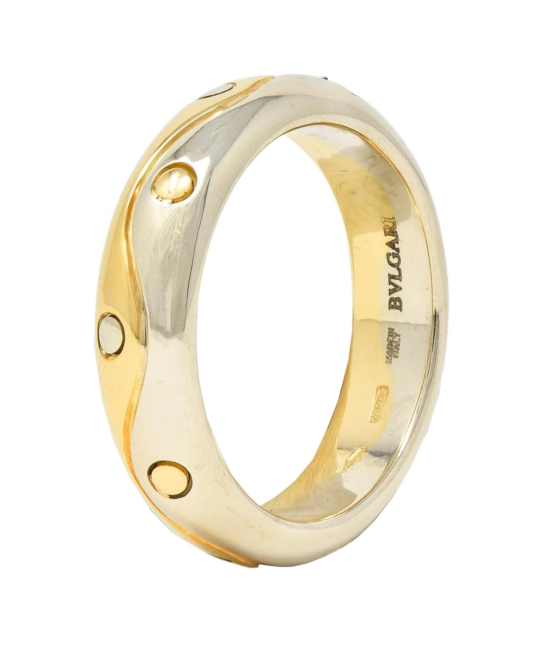 Bulgari 1990's 18 Karat Two-Tone Yellow White Gold Onda Vintage Band Ring - Image 7