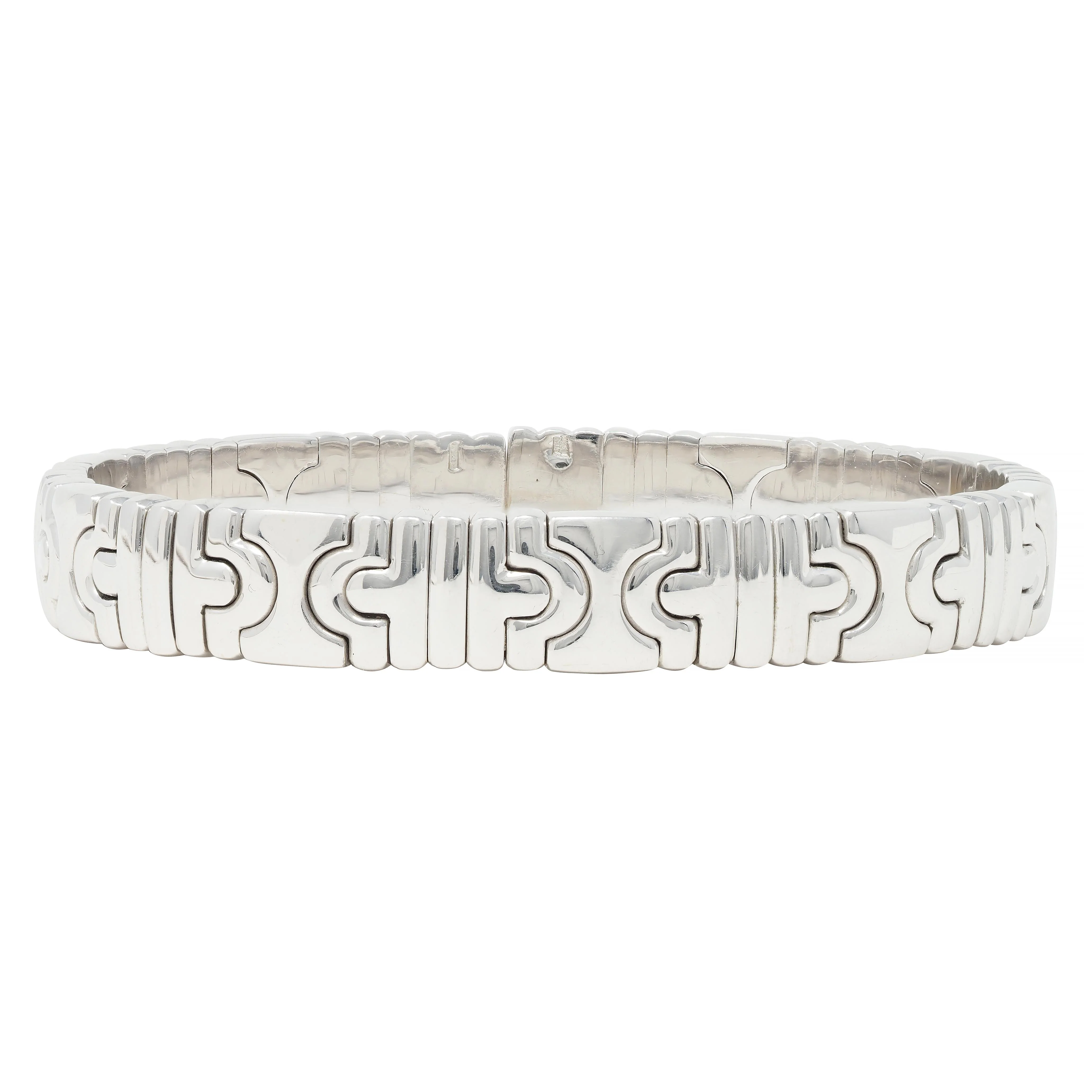 Bulgari 1990s 18 Karat White Gold Parentesi Vintage Cuff Bracelet - Image 2
