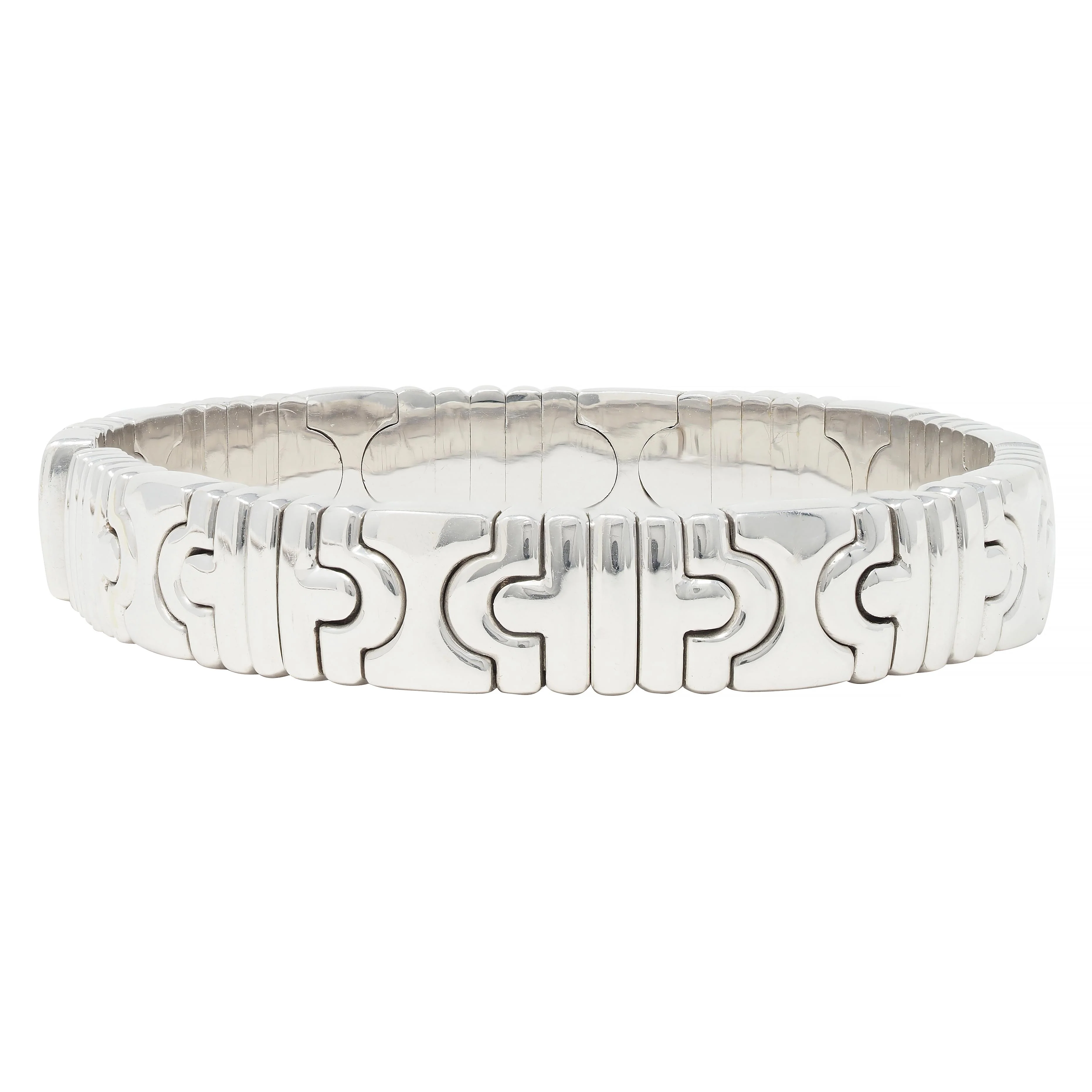 Bulgari 1990s 18 Karat White Gold Parentesi Vintage Cuff Bracelet - Image 3