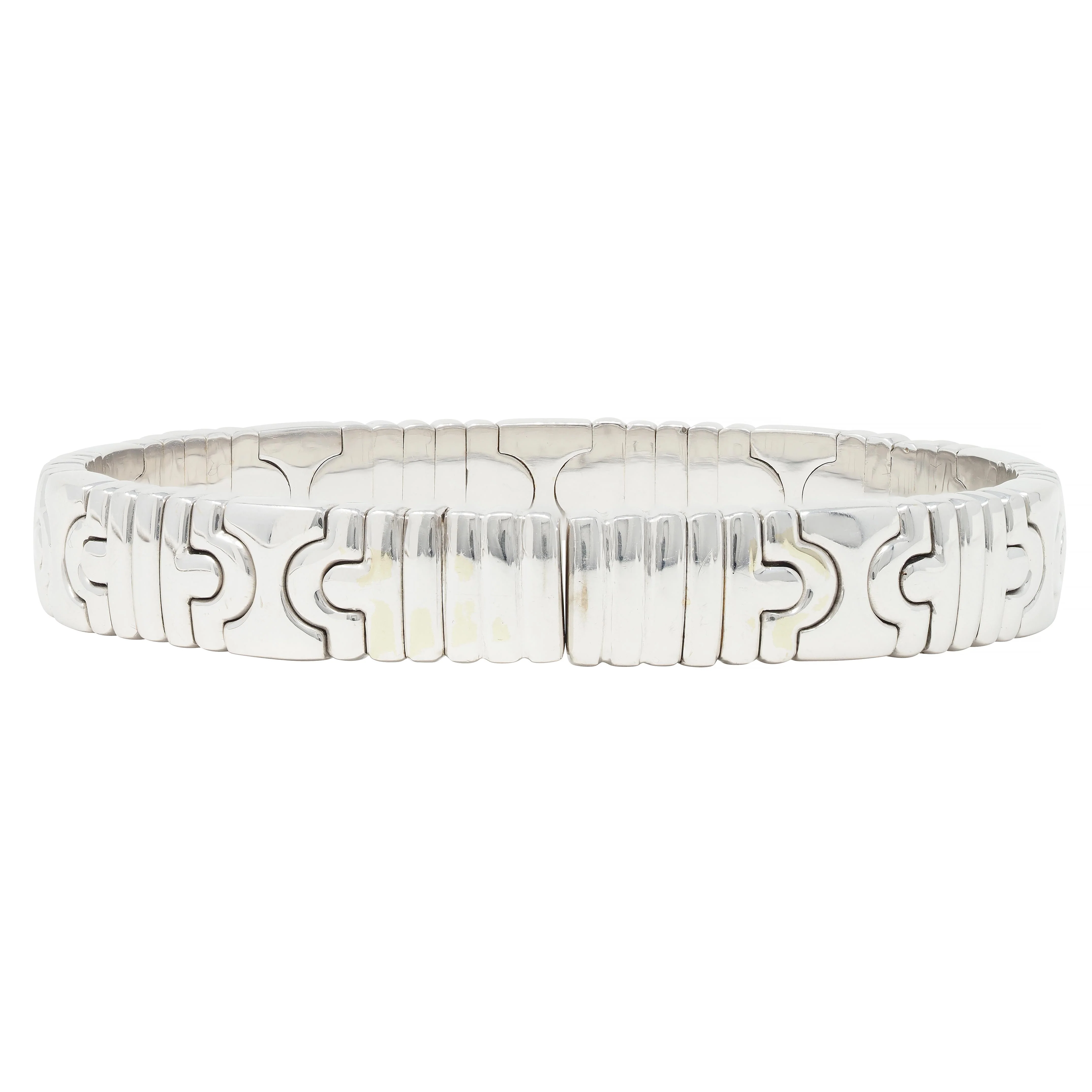 Bulgari 1990s 18 Karat White Gold Parentesi Vintage Cuff Bracelet - Image 4