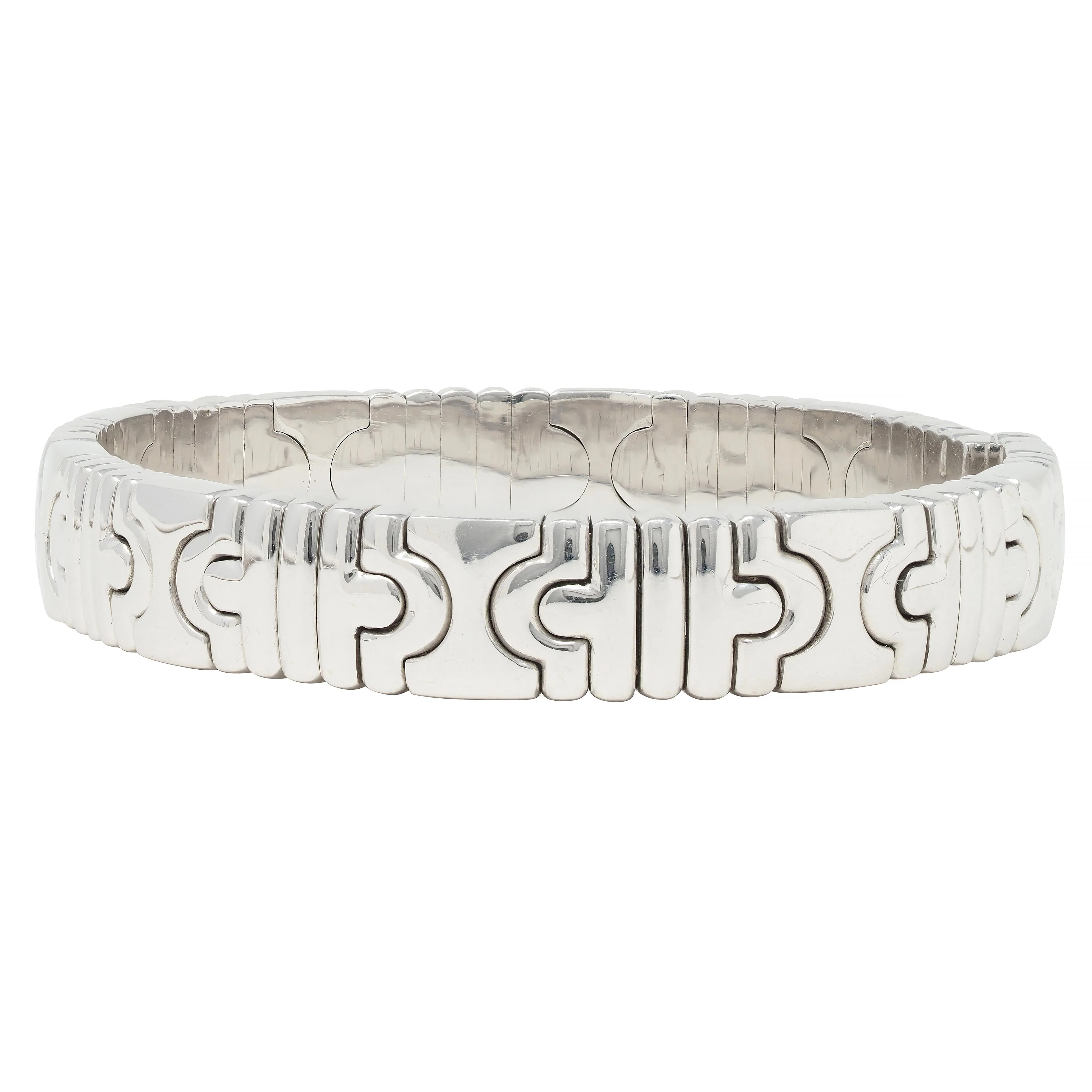 Bulgari 1990s 18 Karat White Gold Parentesi Vintage Cuff Bracelet - Image 5