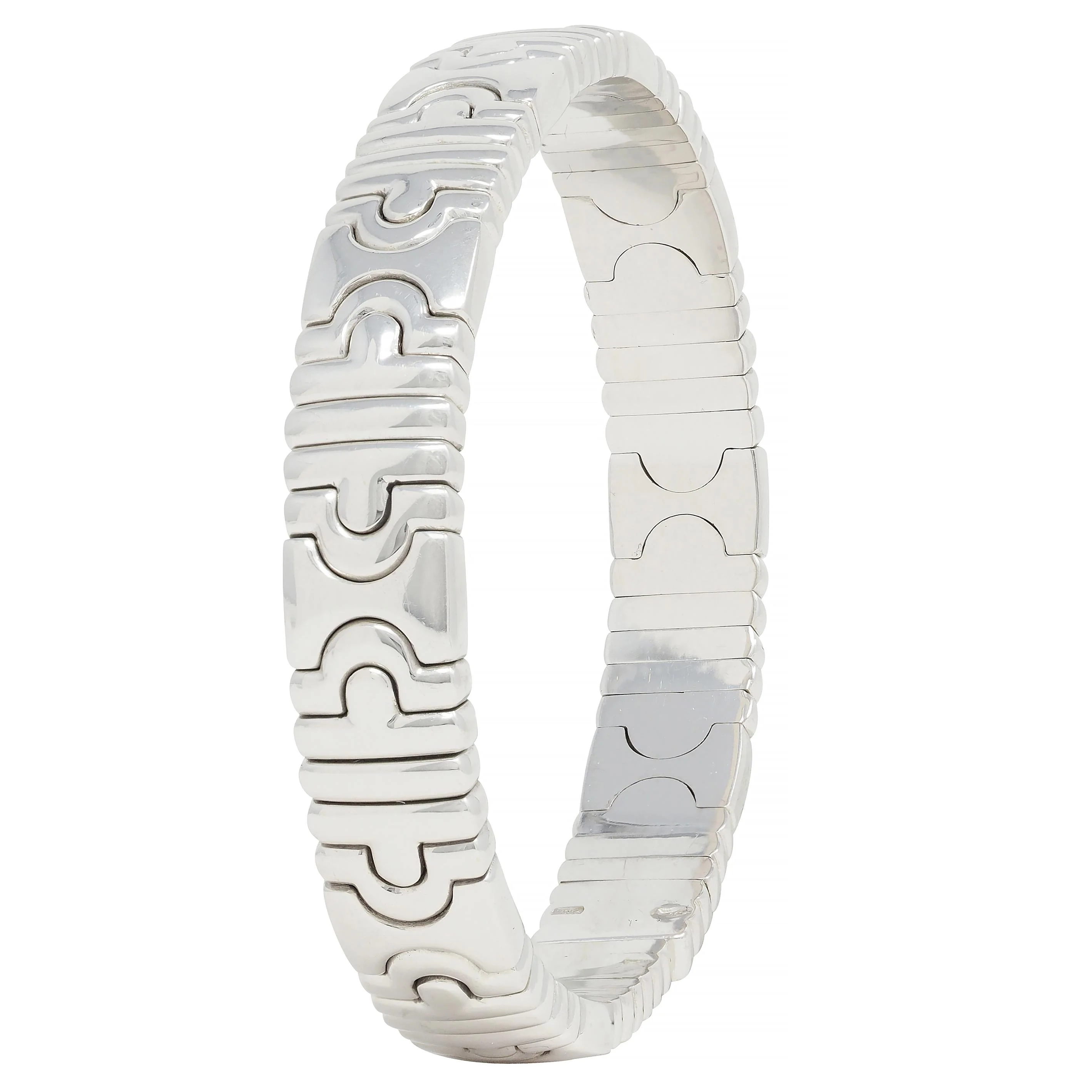 Bulgari 1990s 18 Karat White Gold Parentesi Vintage Cuff Bracelet - Image 7