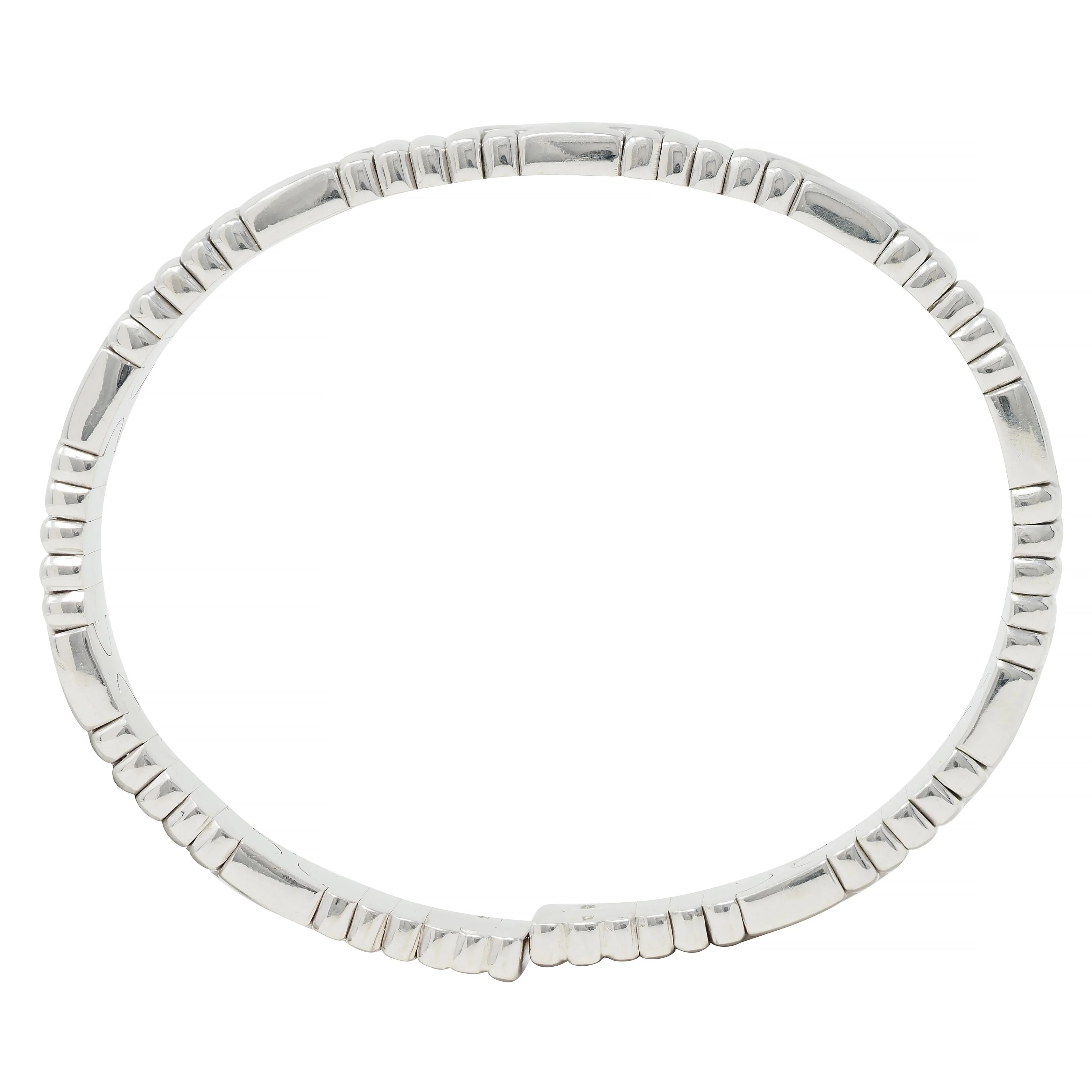 Bulgari 1990s 18 Karat White Gold Parentesi Vintage Cuff Bracelet - Image 8