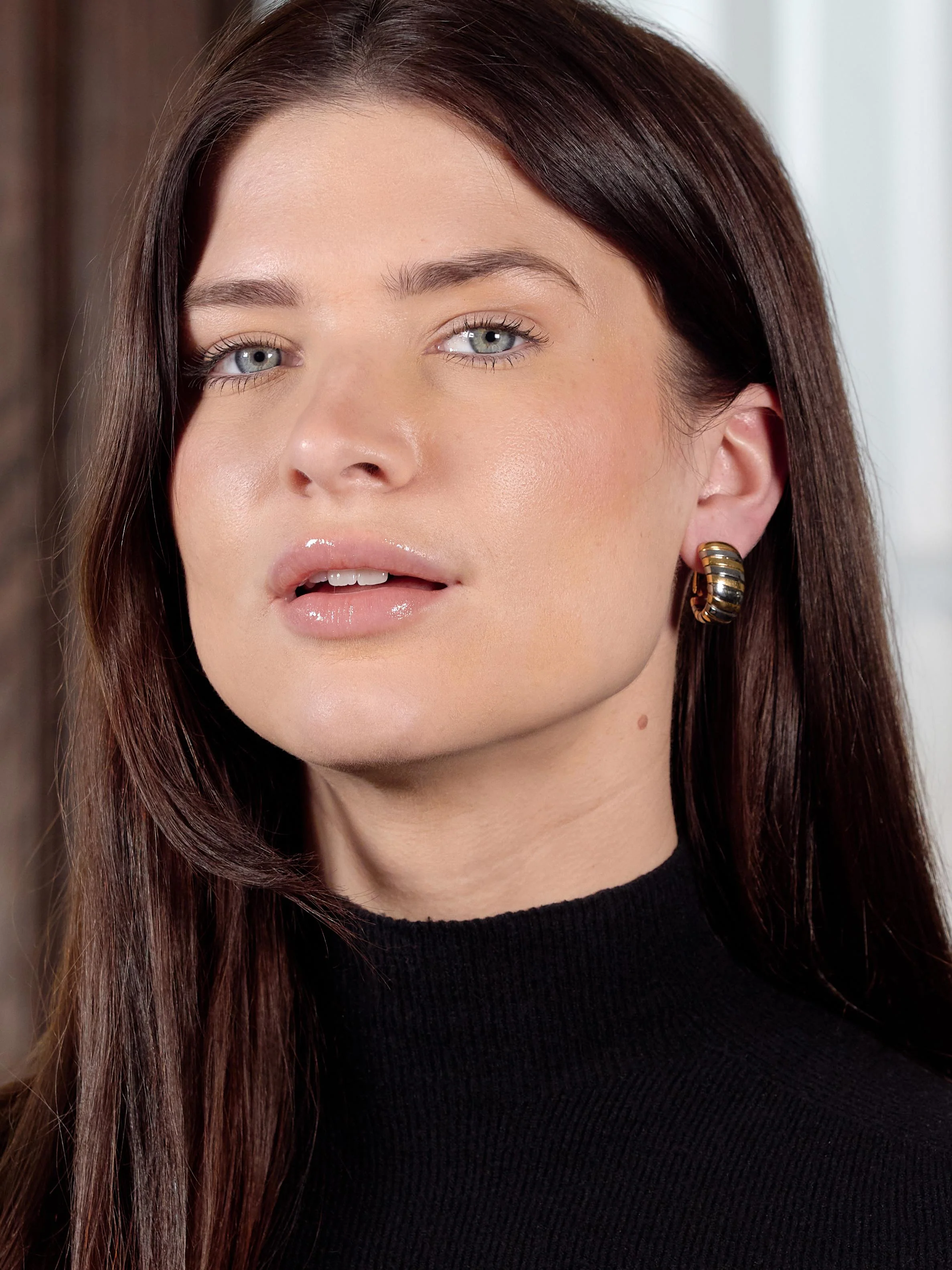 Bulgari 1990's 18 Karat Yellow Gold Stainless Steel Vintage Spiga Tubogas Serpenti Earrings - Image 2