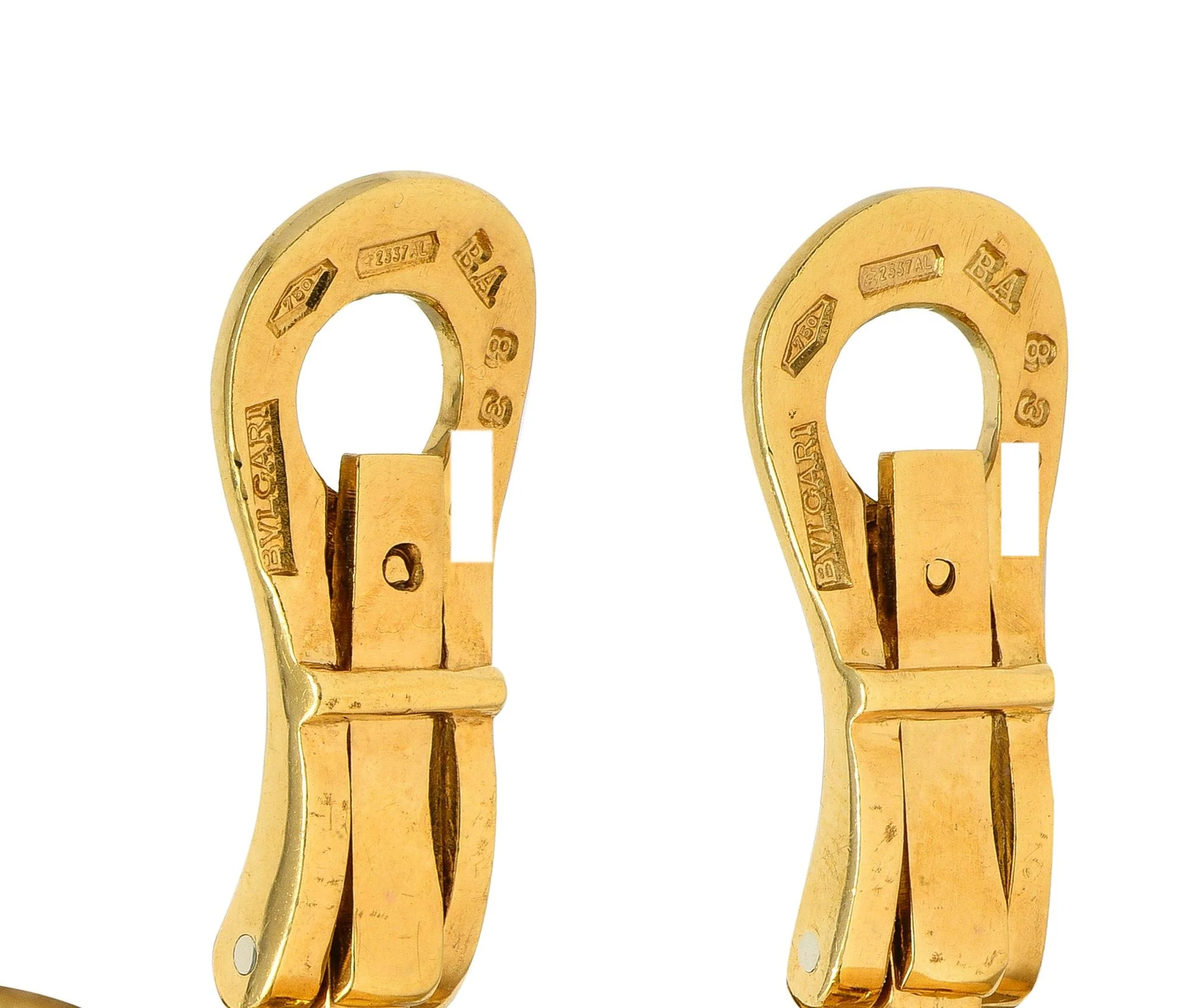 Bulgari 1990's 18 Karat Yellow Gold Vintage Alveare J-Hoop Ear-Clip Earrings - Image 7