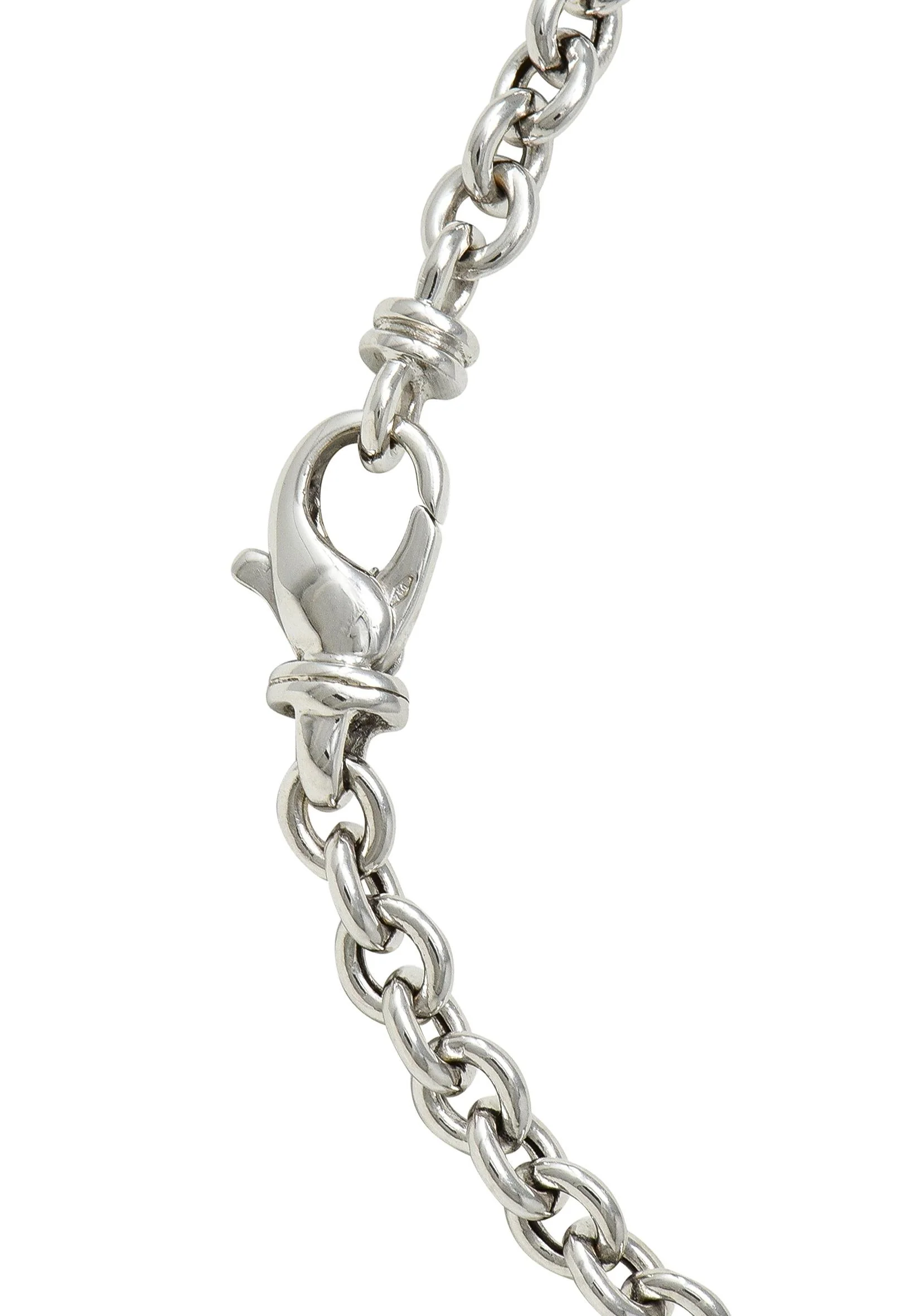 Bulgari 1990's Onyx 18 Karat White Gold Chain Link Vintage Station Necklace - Image 13