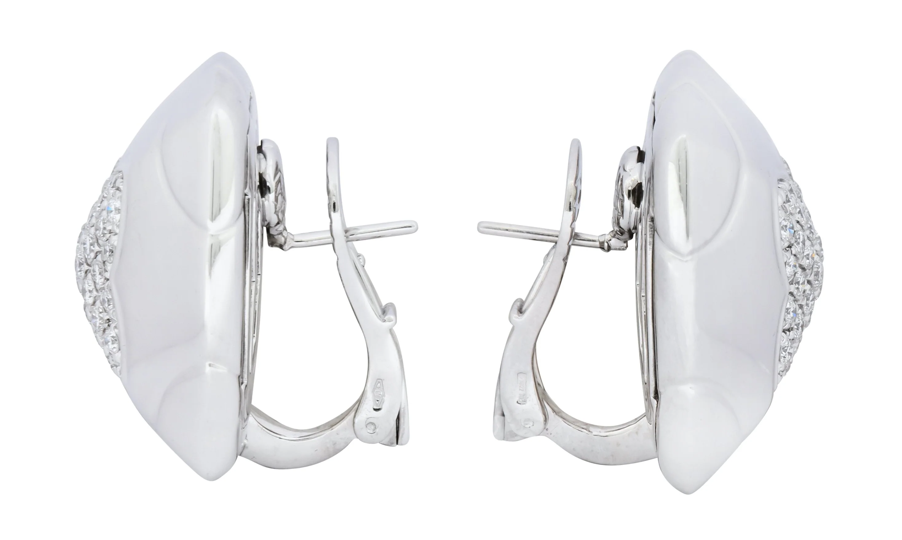 Bulgari 2.08 CTW Pave Diamond 18 Karat White Gold Pyramide Earrings - Image 4