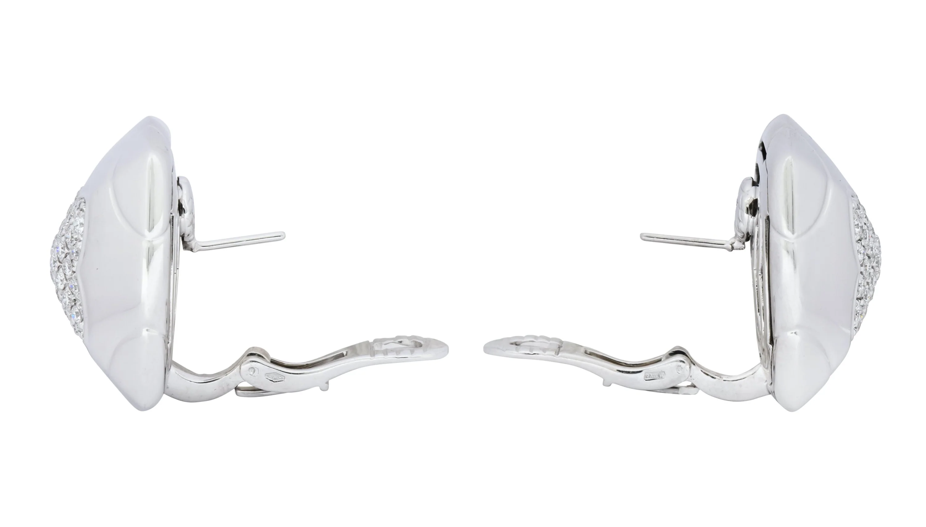 Bulgari 2.08 CTW Pave Diamond 18 Karat White Gold Pyramide Earrings - Image 5
