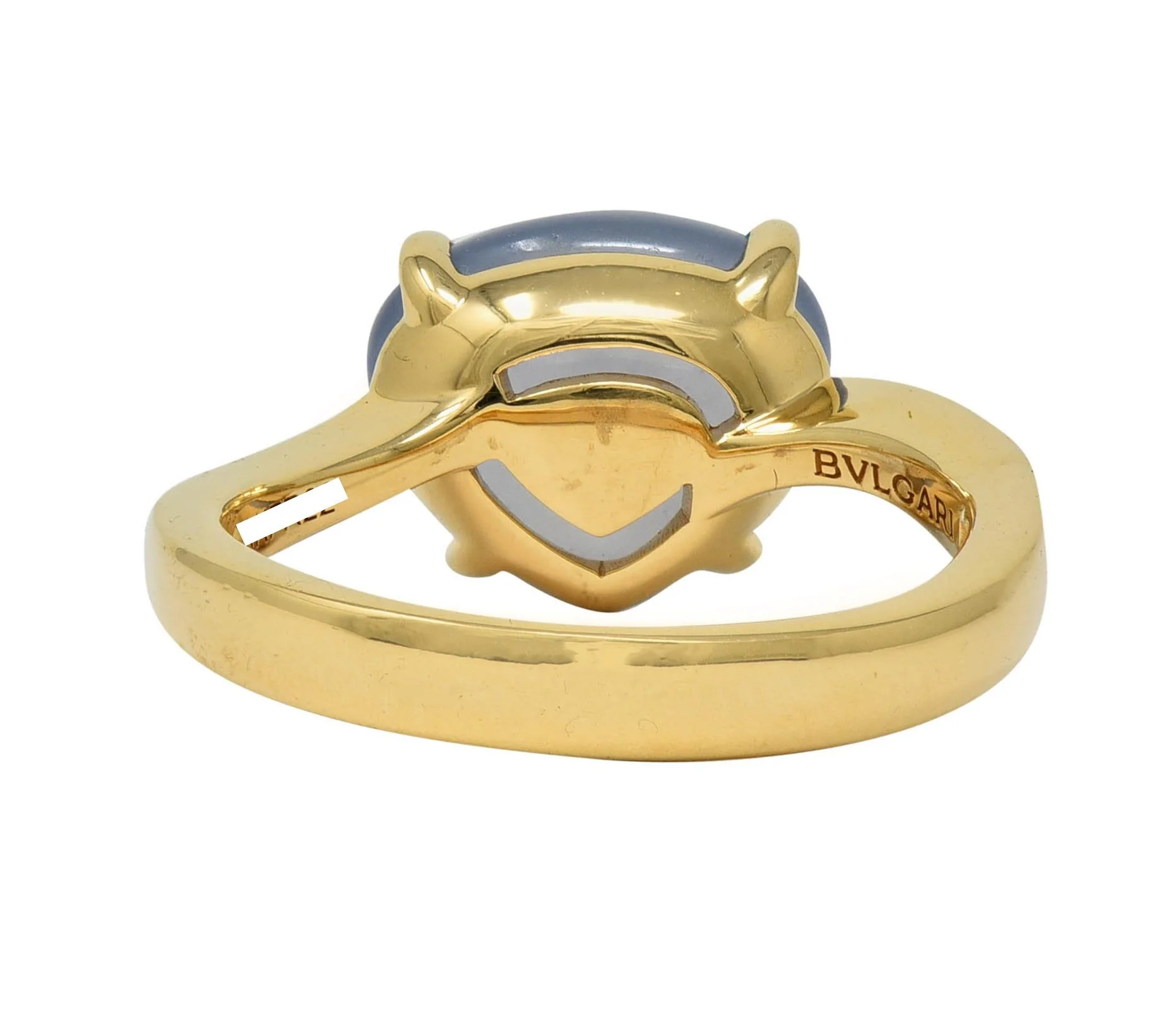 Bulgari 2005 Gray Moonstone Cabochon 18 Karat Yellow Gold Vintage Ring - Image 5