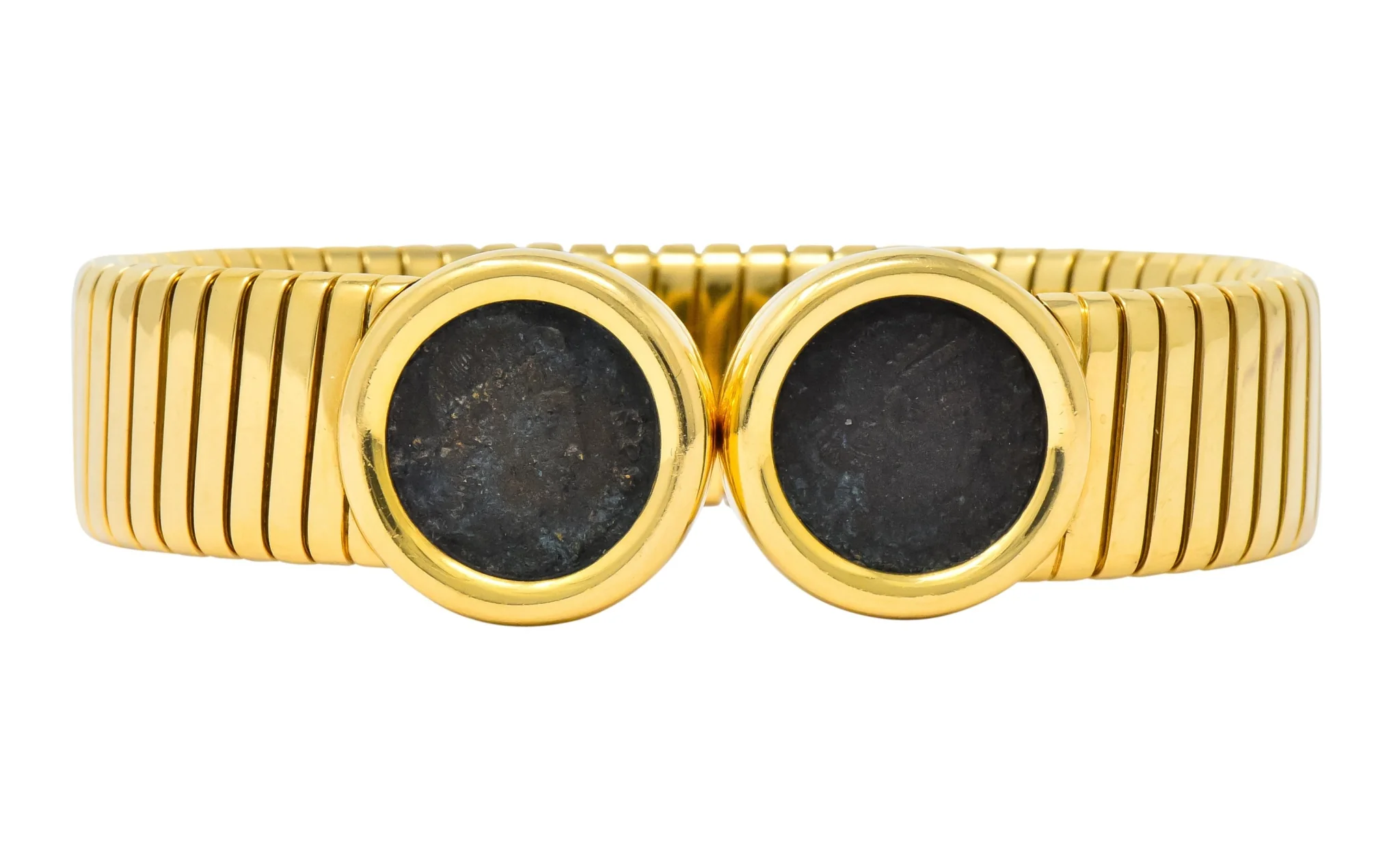 Bulgari Ancient Coin 18 Karat Gold Monete Emperor Constans of Rome Bangle Bracelet - Image 2