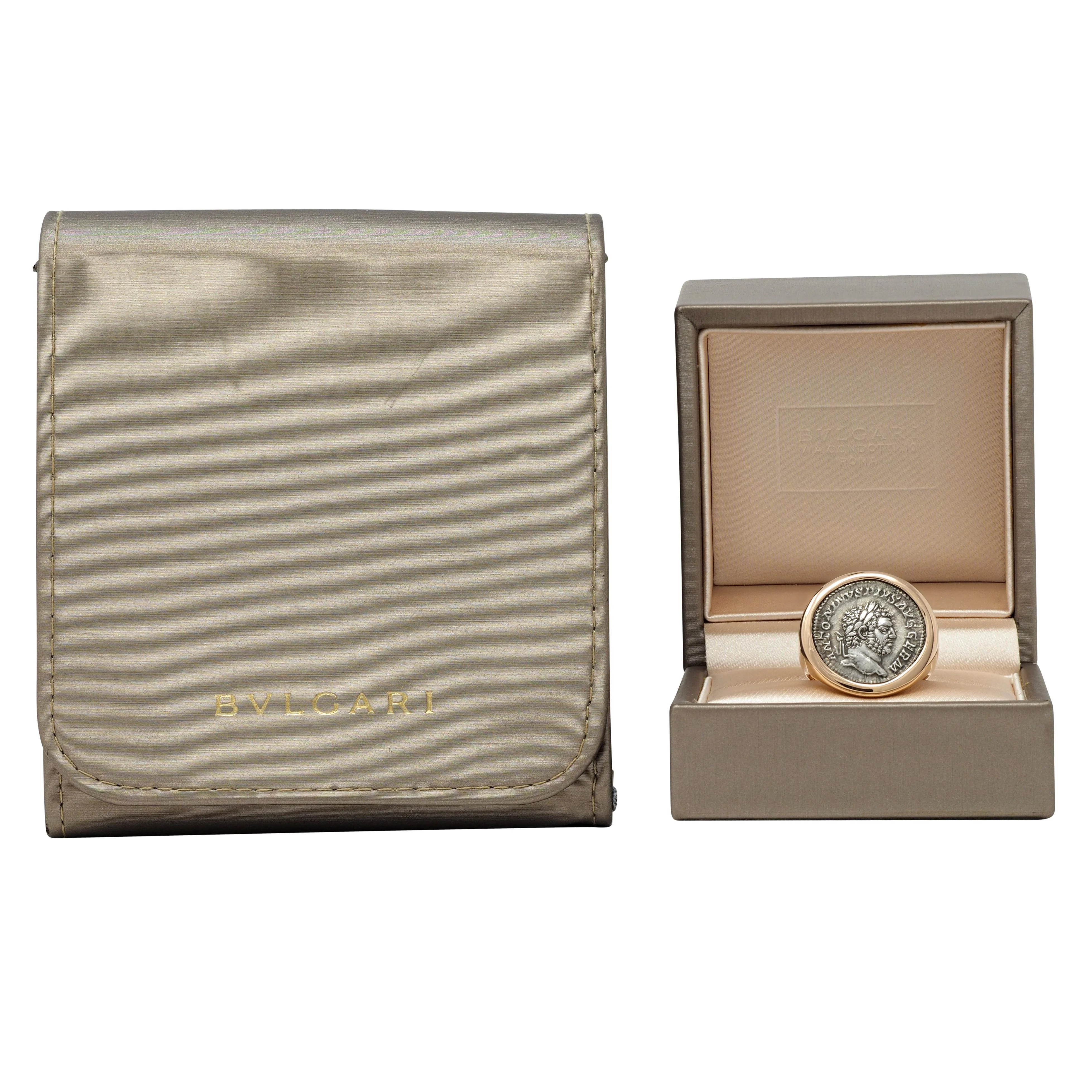 Bulgari Ancient Coin 18 Karat Rose Gold Monete Roman Unisex Signet Ring - Image 2