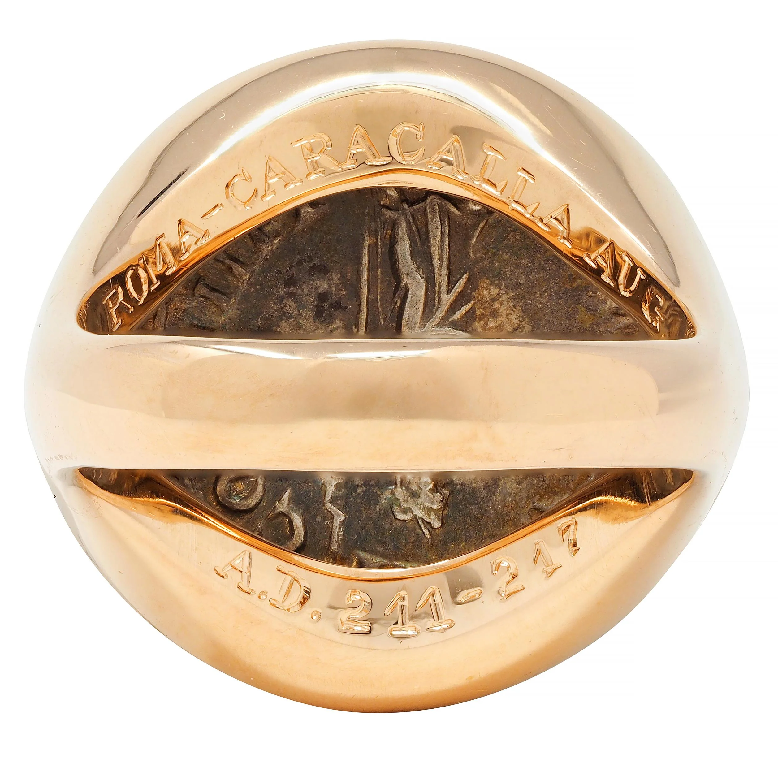 Bulgari Ancient Coin 18 Karat Rose Gold Monete Roman Unisex Signet Ring - Image 5