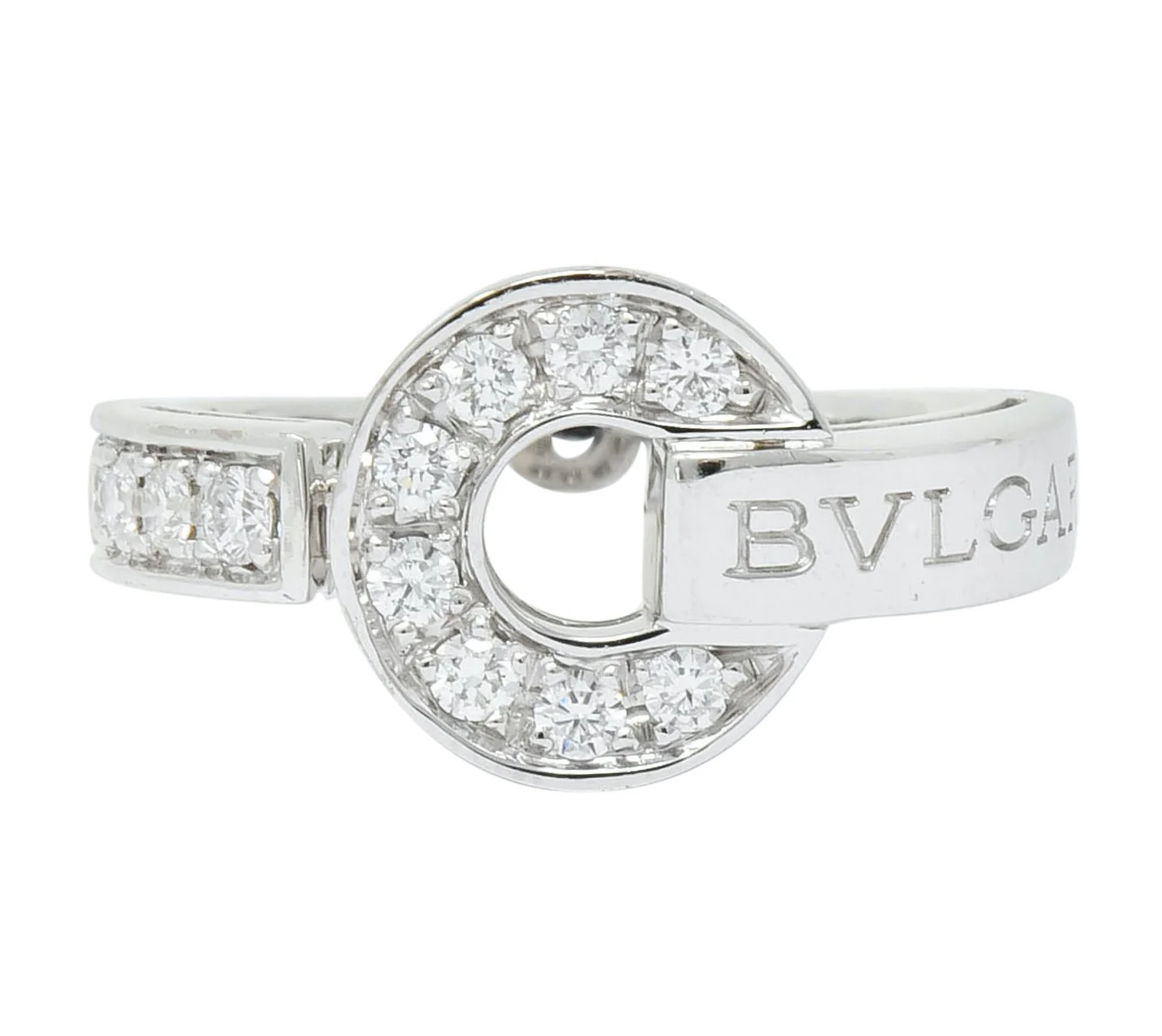 Bulgari Bvlgari Diamond 18 Karat White Gold Circle Ring