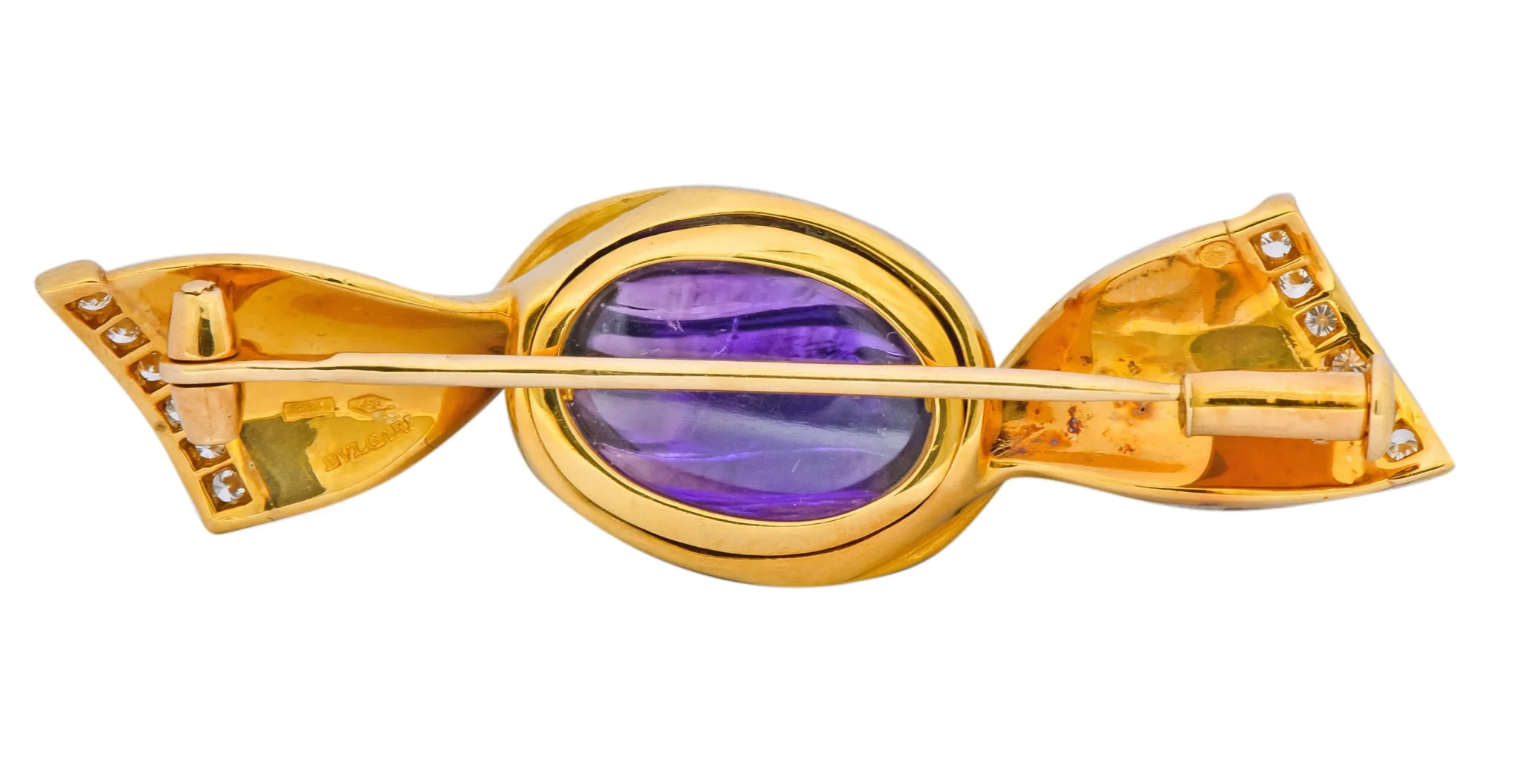 Bulgari Carved Amethyst 18 Karat Gold Bonbon Candy Brooch - Image 6