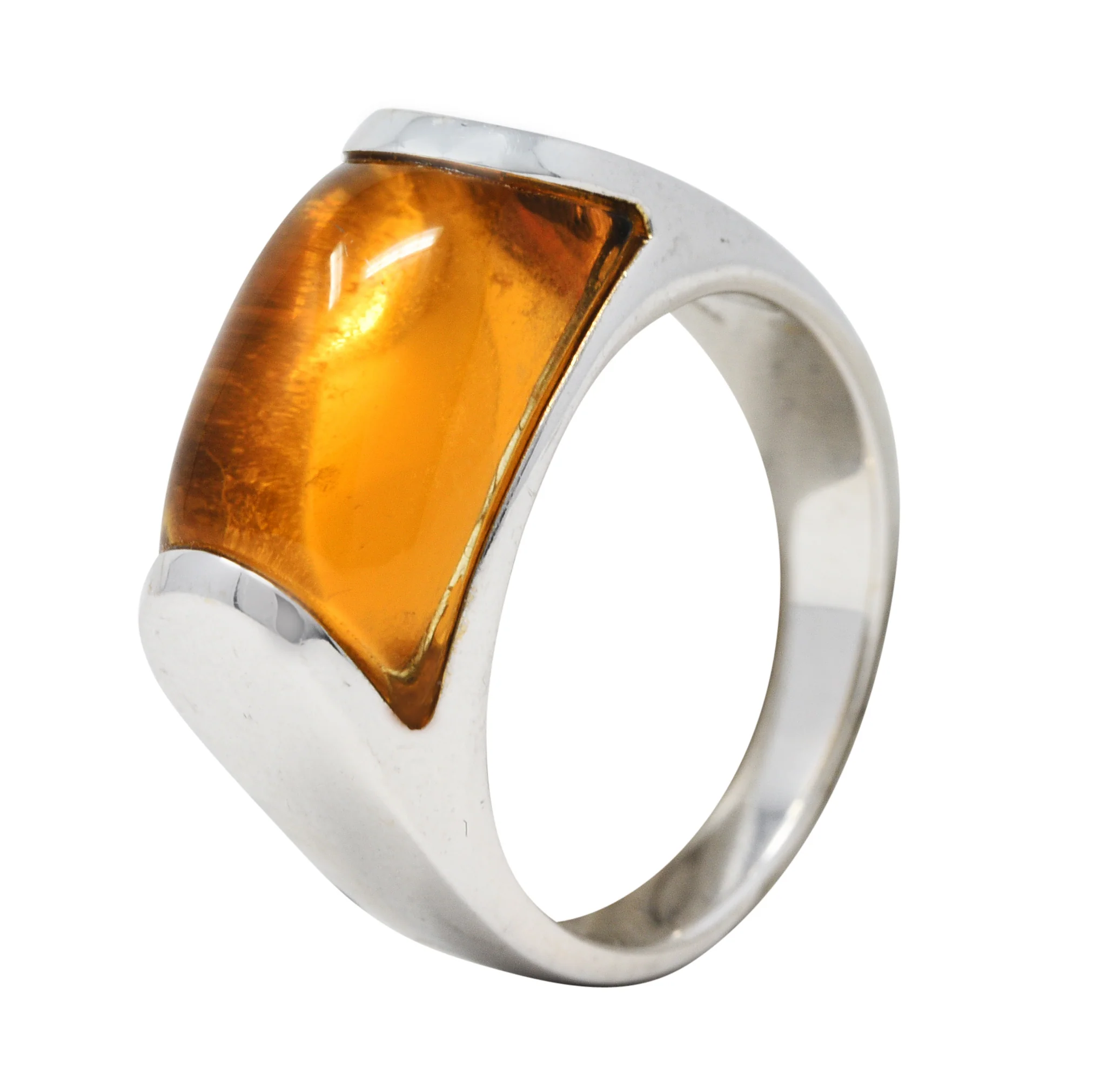 Bulgari Citrine 18 Karat White Gold Tronchetto Gemstone Band Ring - Image 10