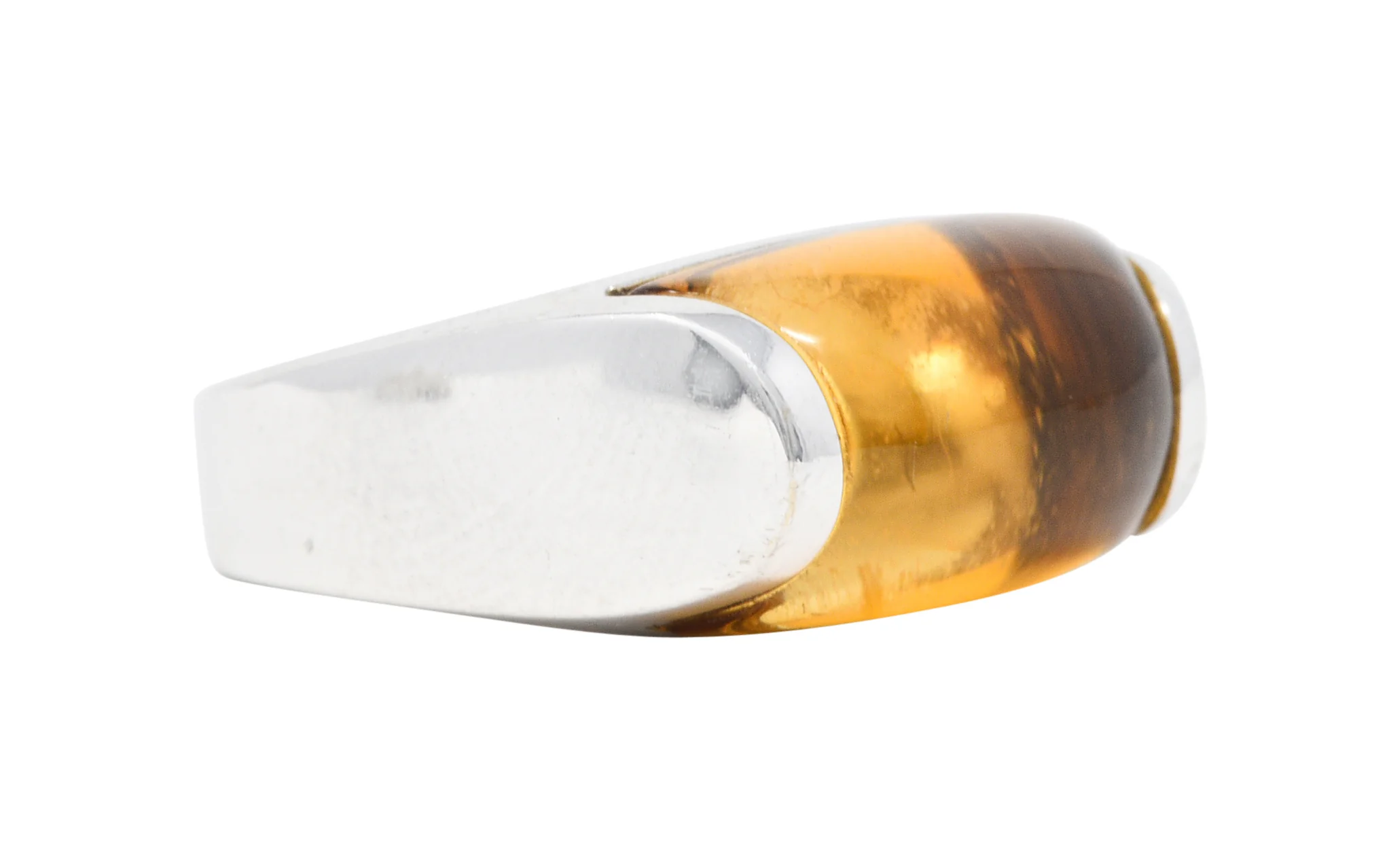Bulgari Citrine 18 Karat White Gold Tronchetto Gemstone Band Ring - Image 2