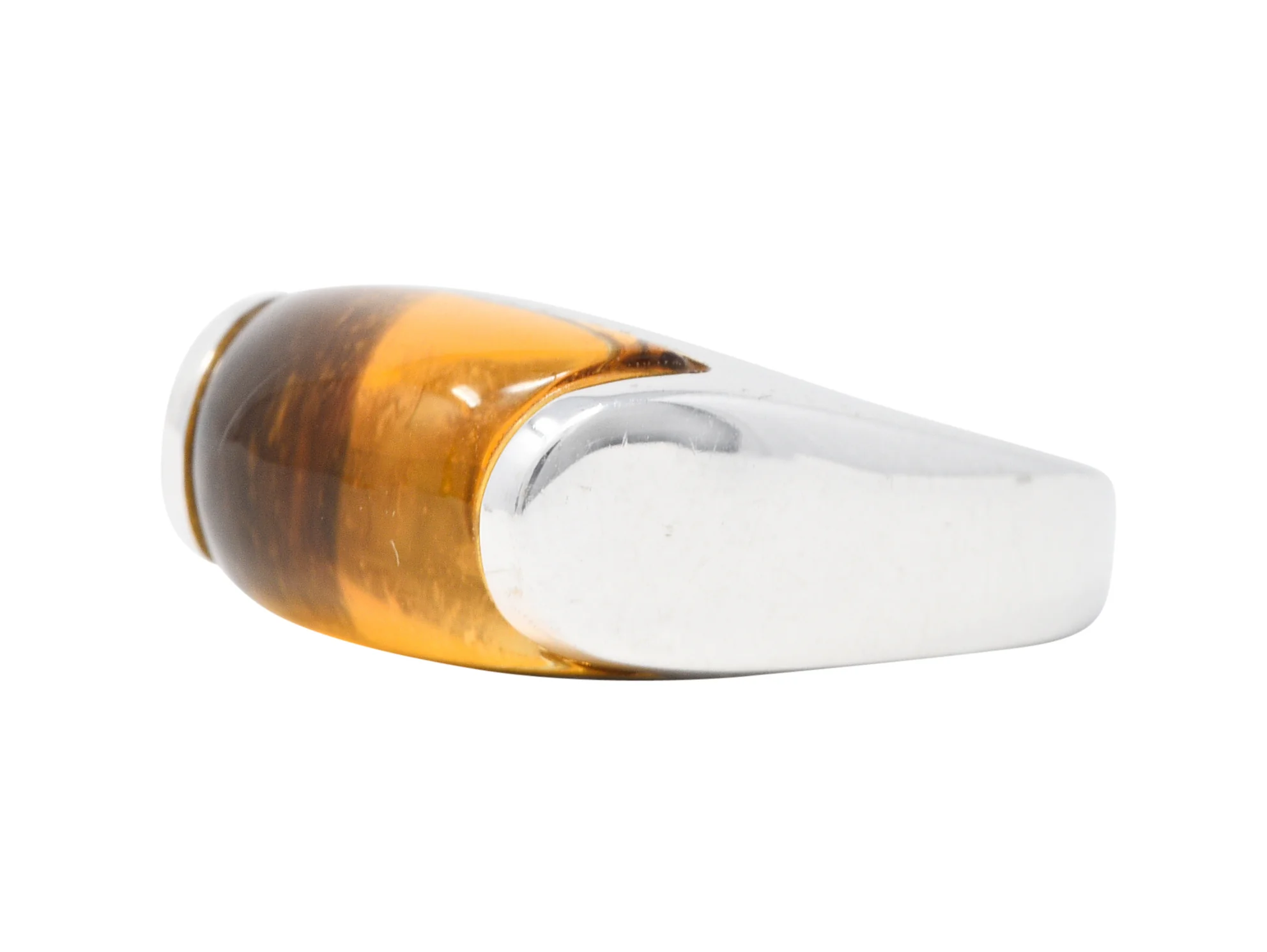 Bulgari Citrine 18 Karat White Gold Tronchetto Gemstone Band Ring - Image 6