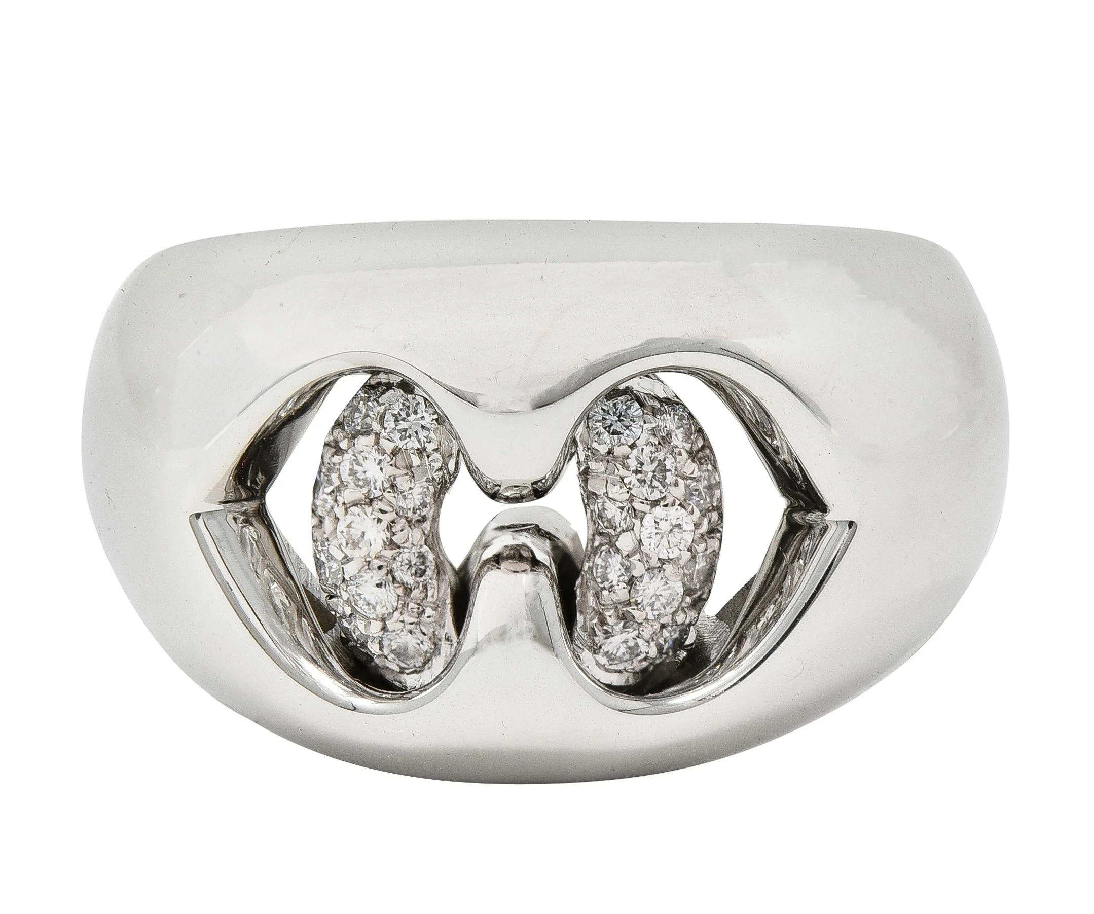 Bulgari Contemporary Diamond 18 Karat White Gold Domed Abbraccio Ring