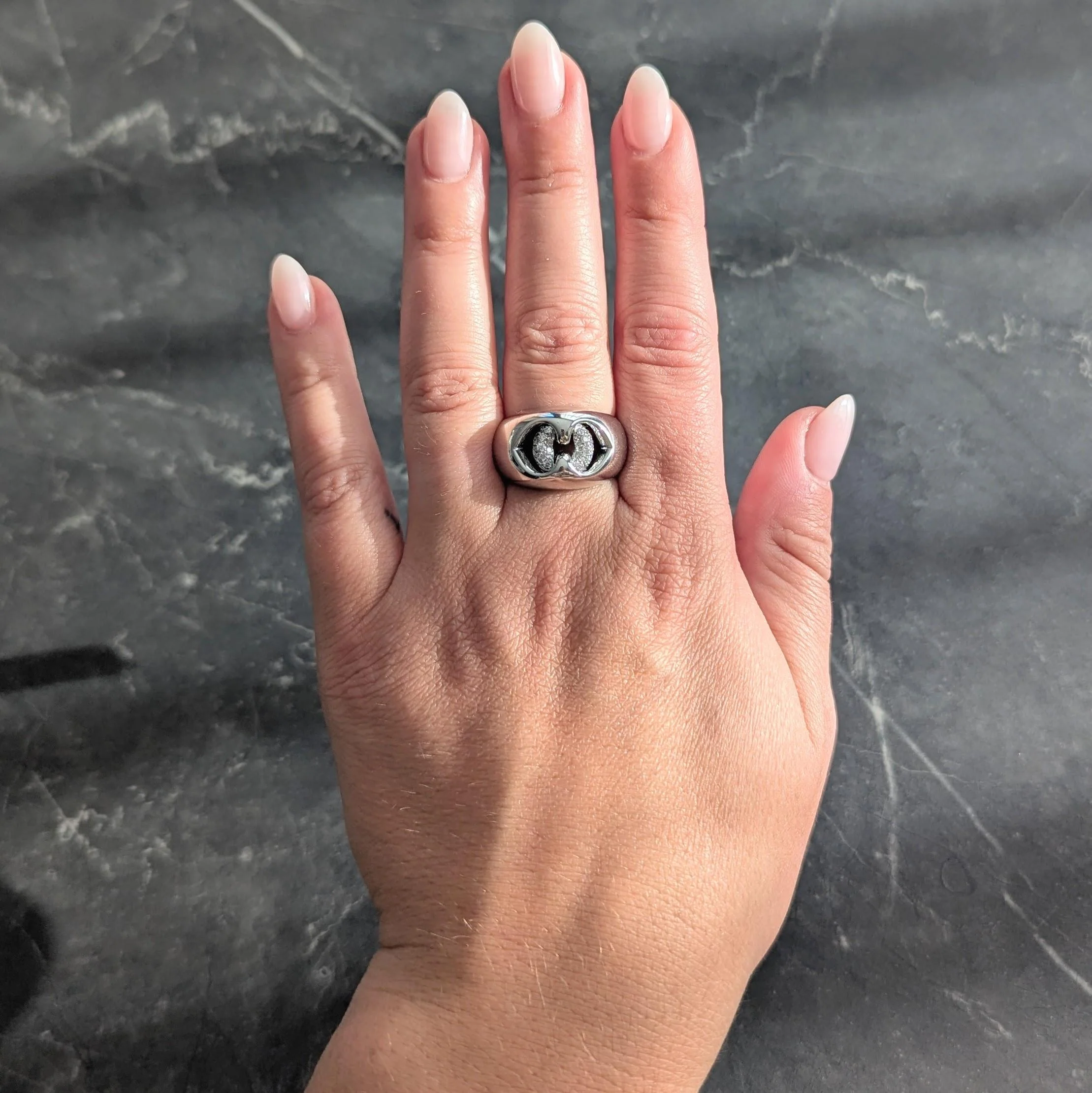 Bulgari Contemporary Diamond 18 Karat White Gold Domed Abbraccio Ring - Image 2