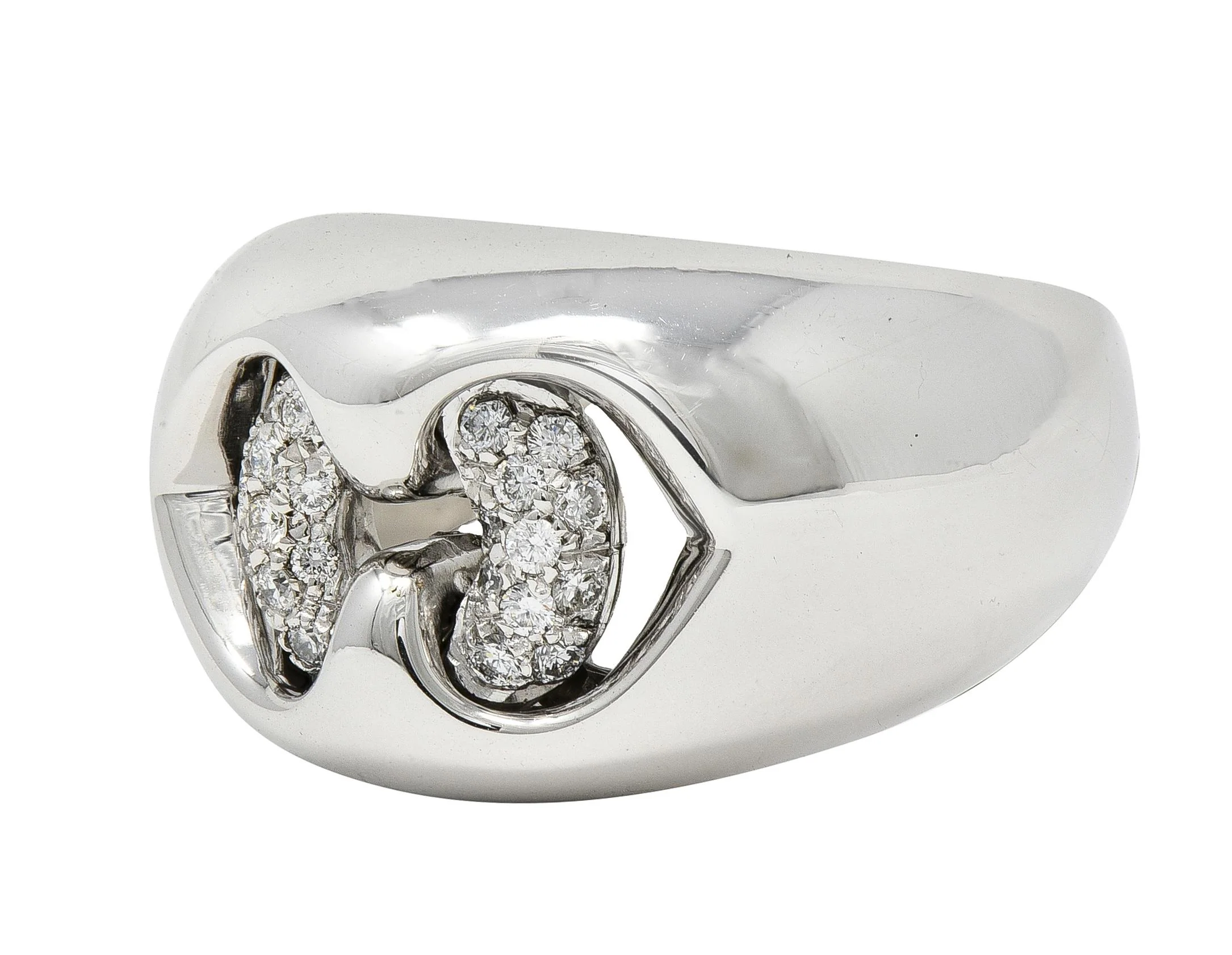 Bulgari Contemporary Diamond 18 Karat White Gold Domed Abbraccio Ring - Image 6