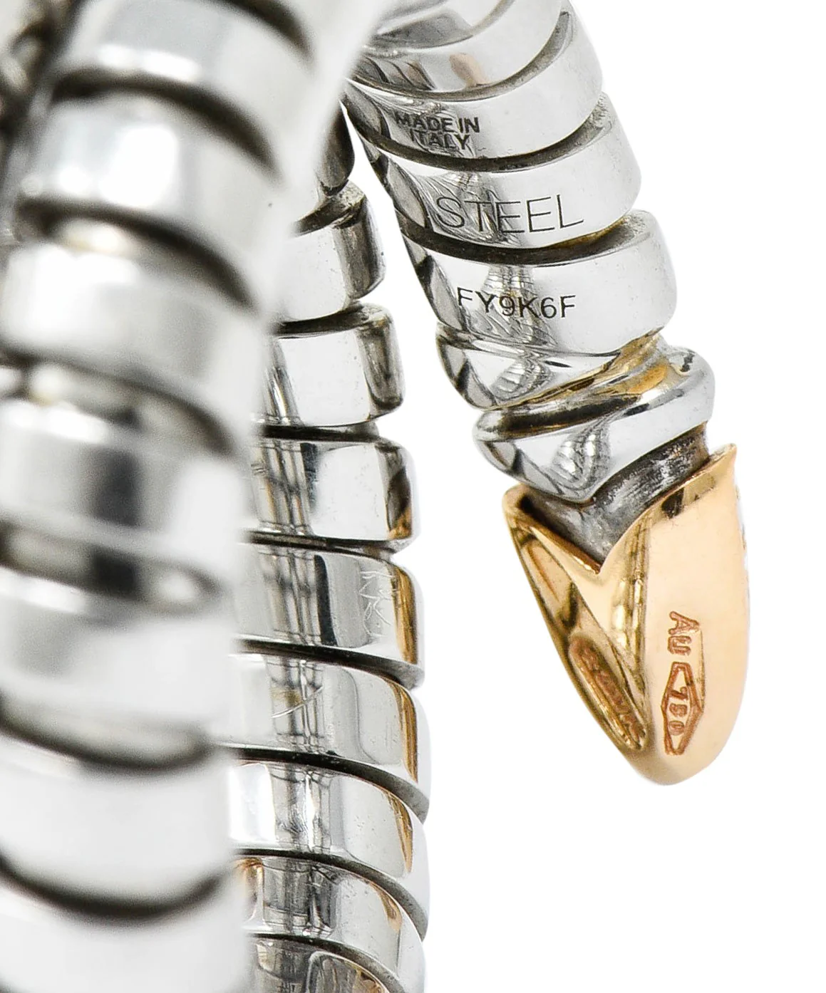 Bulgari Diamond 18 Karat Rose Gold Steel Tubogas Serpenti Ring - Image 11