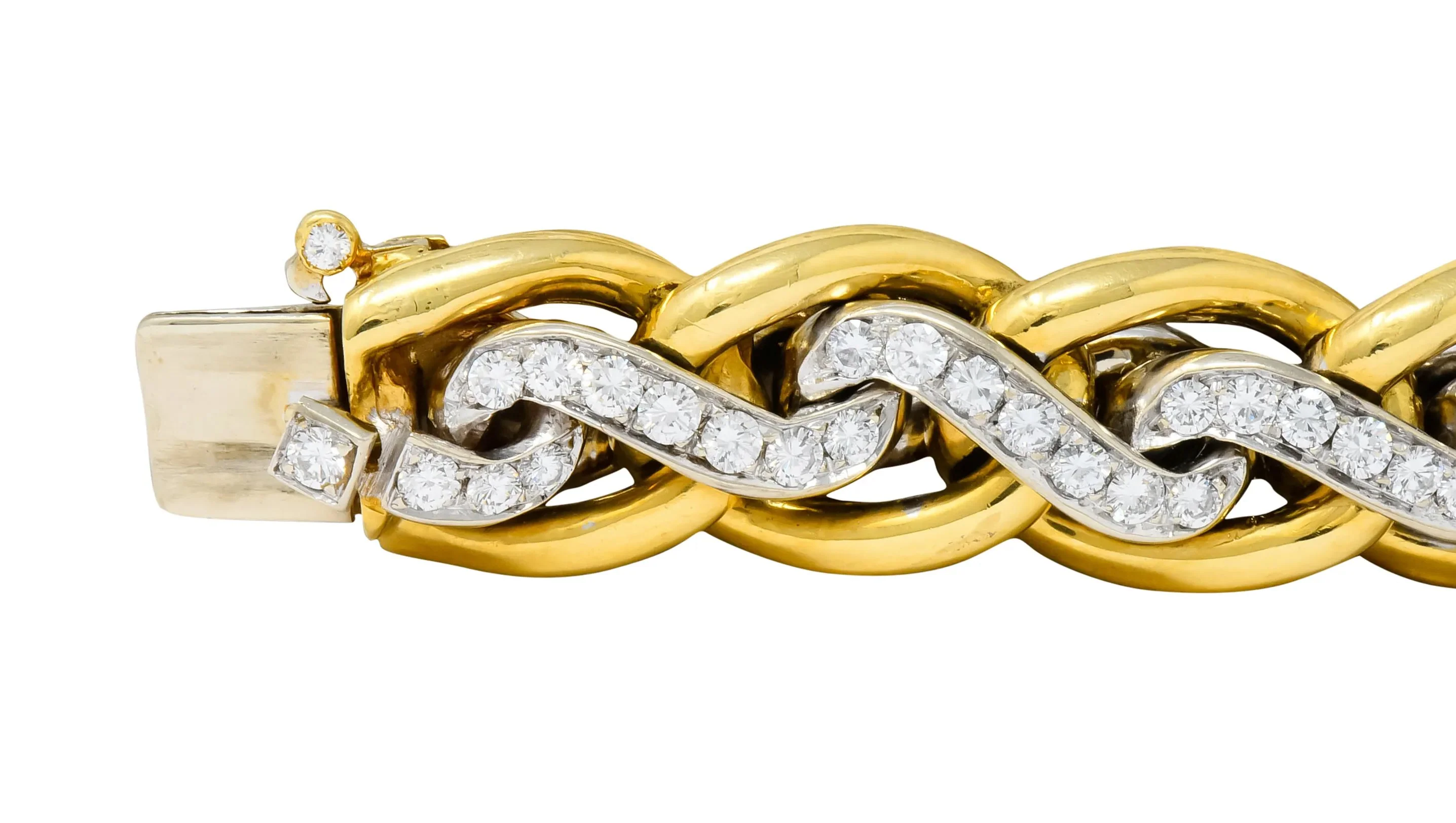 Bulgari Diamond 18 Karat Two-Tone Gold Curb Link Bracelet - Image 5