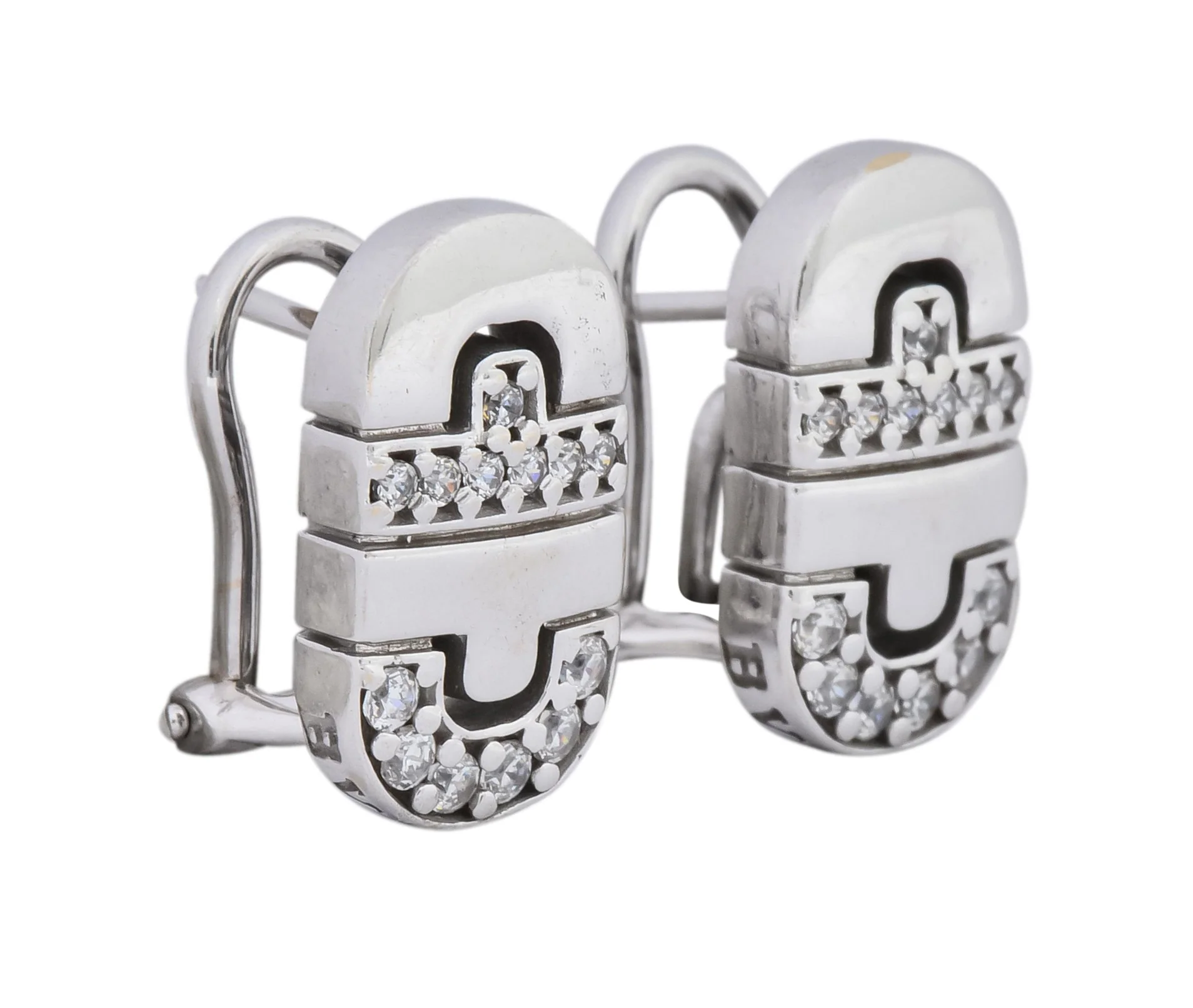 Bulgari Diamond 18 Karat White Gold Parentesi Earrings - Image 2