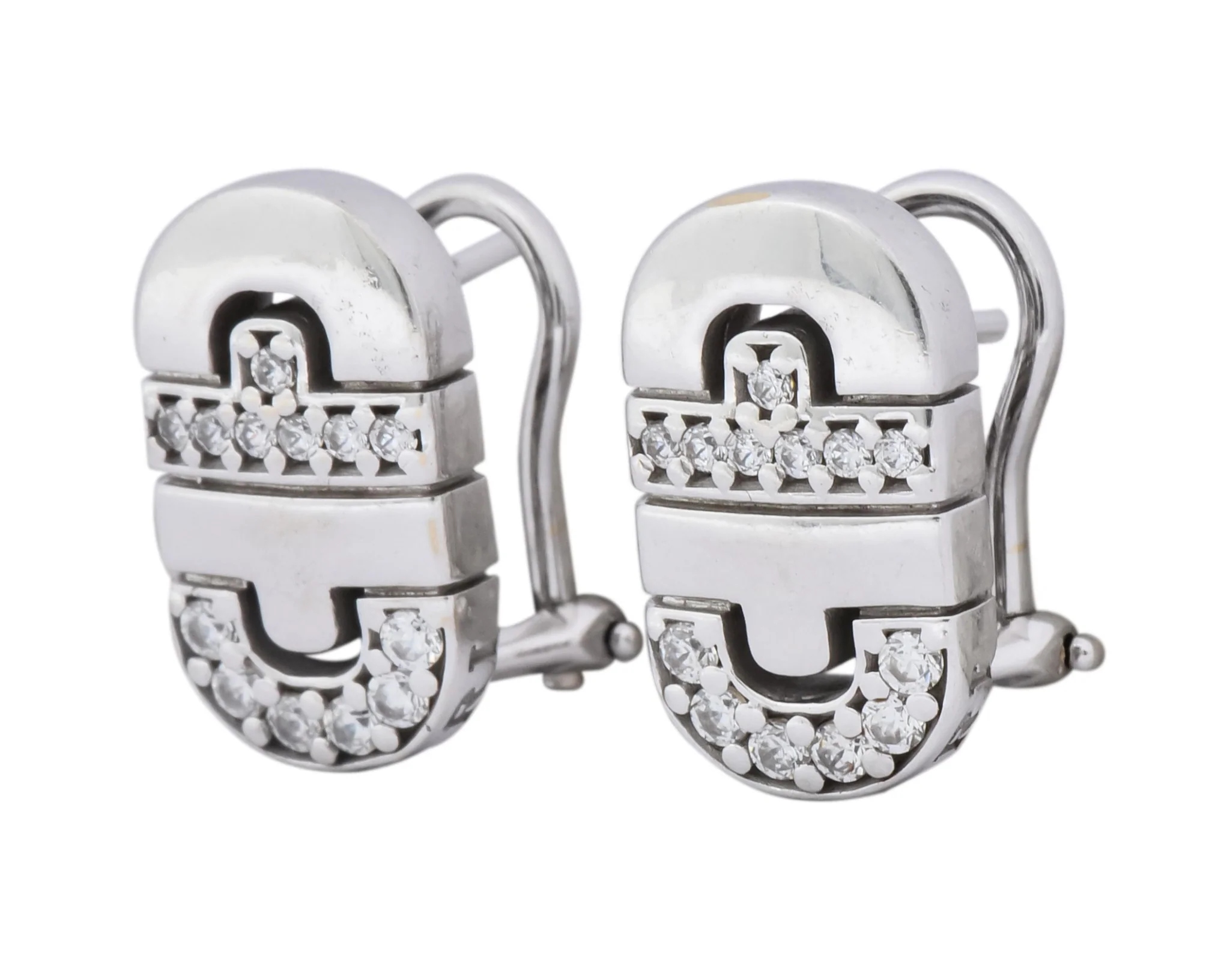 Bulgari Diamond 18 Karat White Gold Parentesi Earrings - Image 3